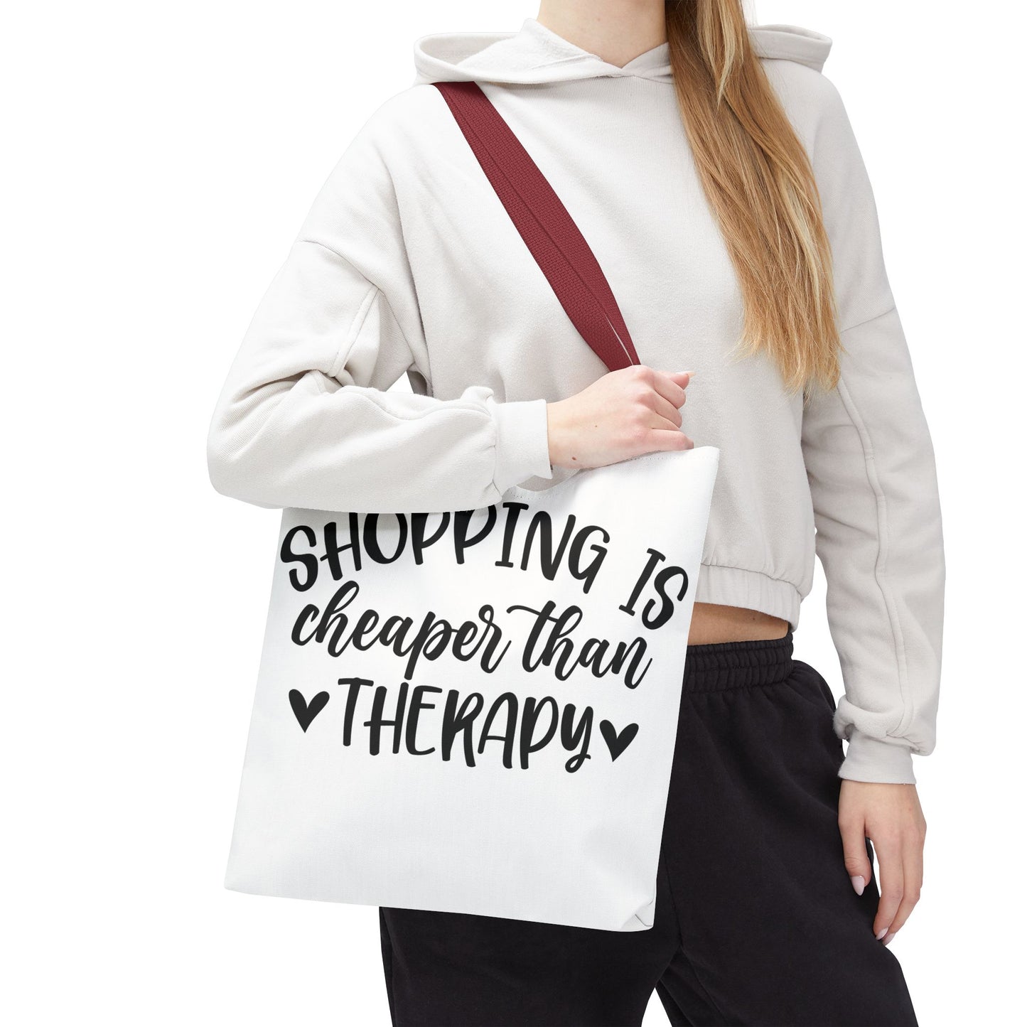 🛍️ Shopping Is Cheaper Than Therapy Tote Bag – Fun & Stylish Everyday Carry ❤️