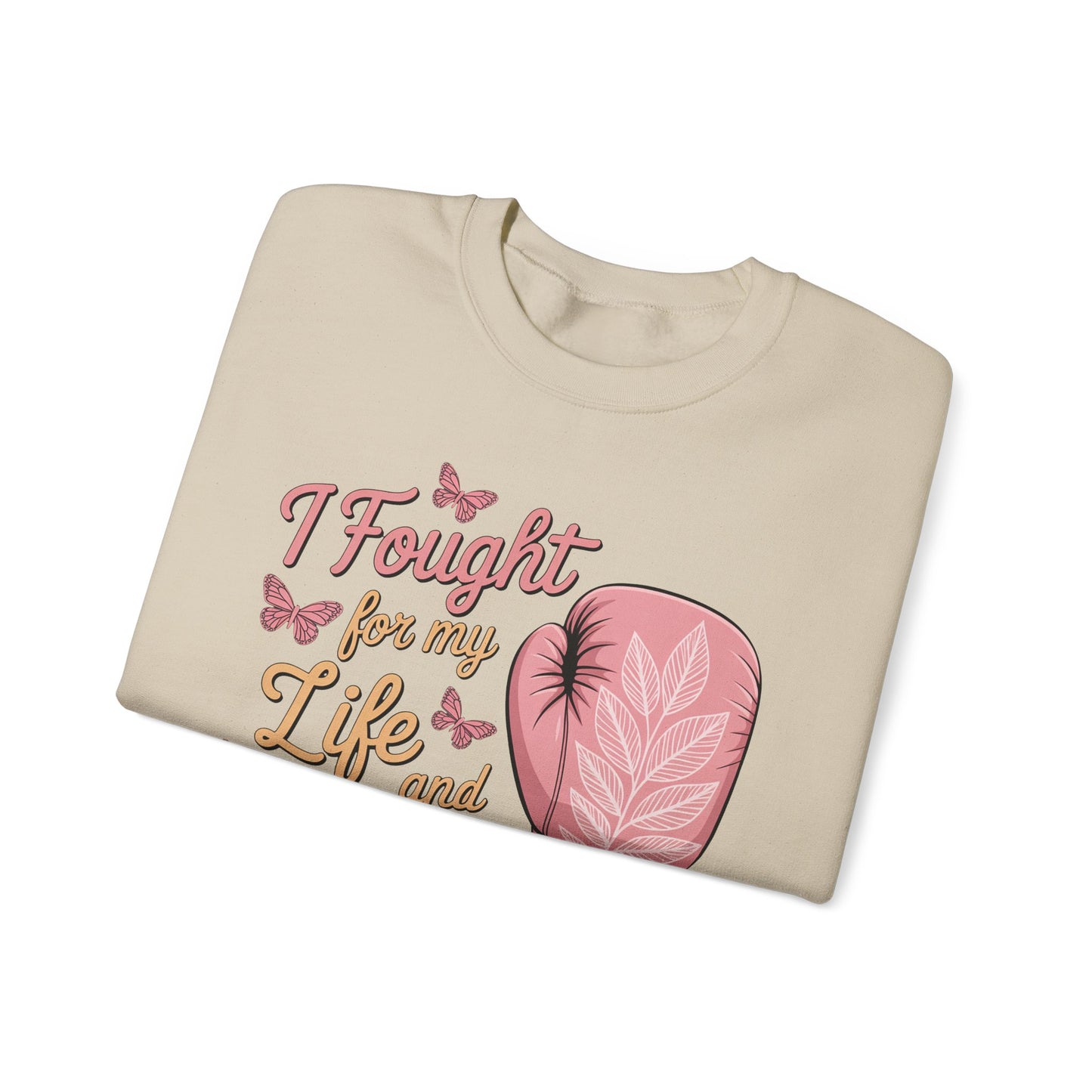🥊🦋 I Fought for My Life and I Won Sweatshirt – Breast Cancer Survivor Crewneck