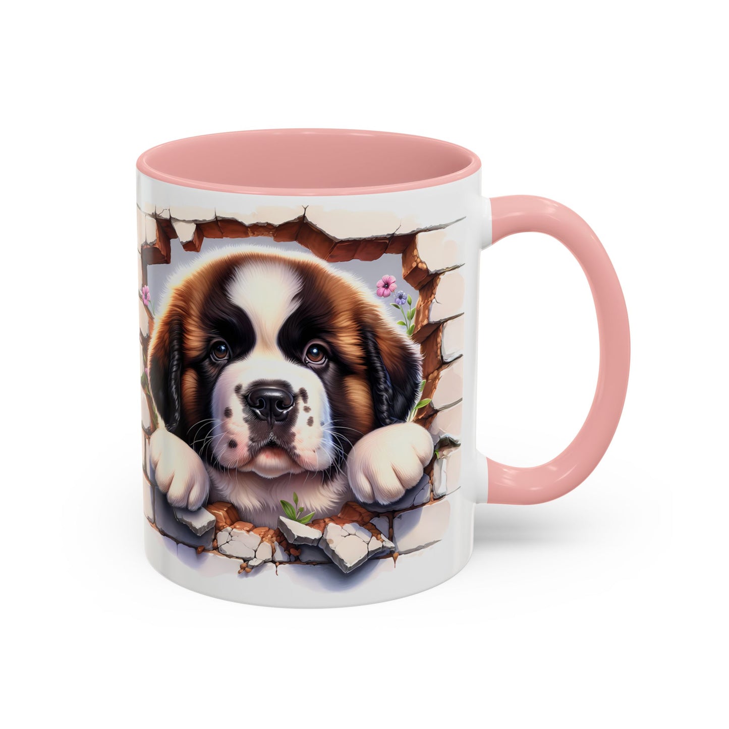 🐾☕ St. Bernard Puppy Peek Accent Mug – Gentle Giant Pup Lover Gift ✨❤️