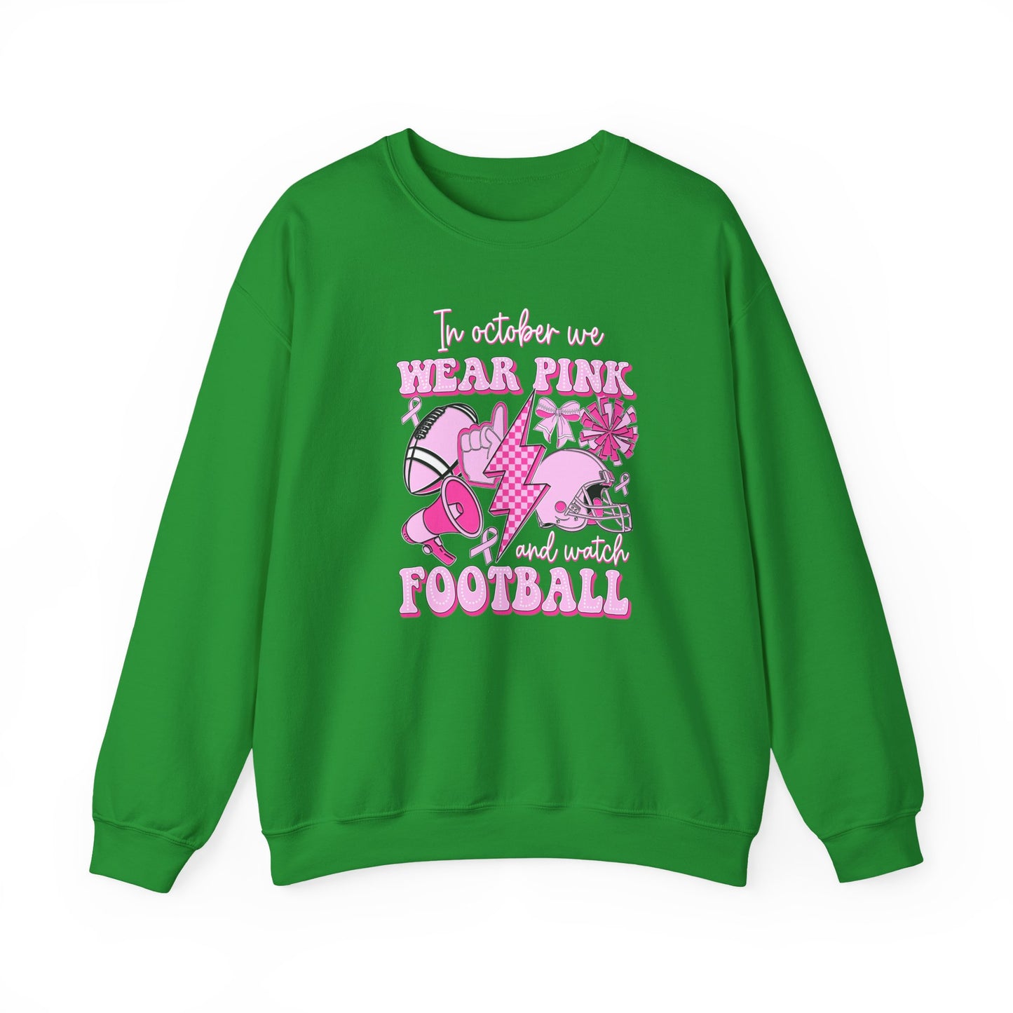 🏈🎀 In October We Wear Pink and Watch Football Sweatshirt – Breast Cancer Awareness Game Day