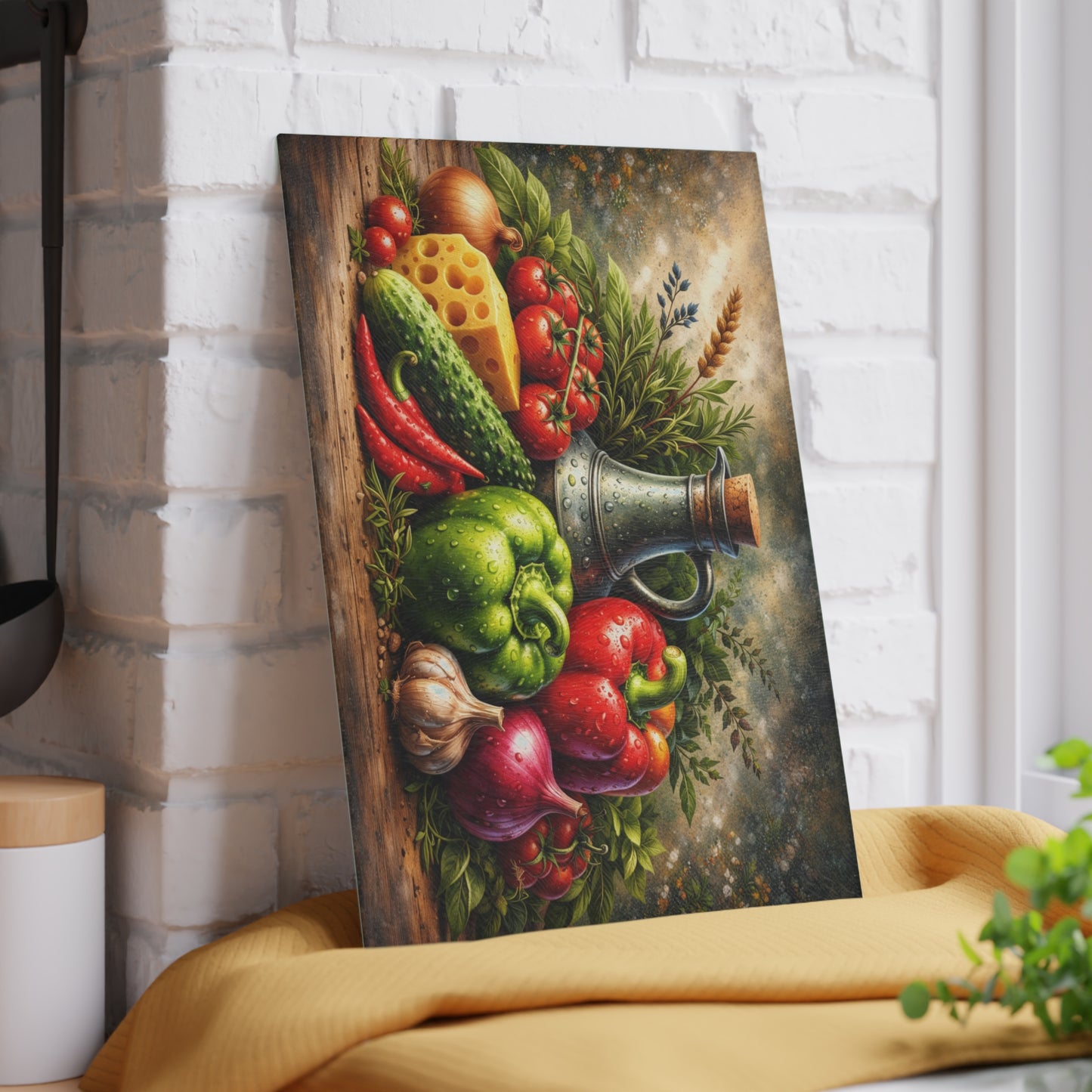 Rustic Farm Fresh Vegetable Glass Cutting Board – Gourmet Garden Kitchen Decor