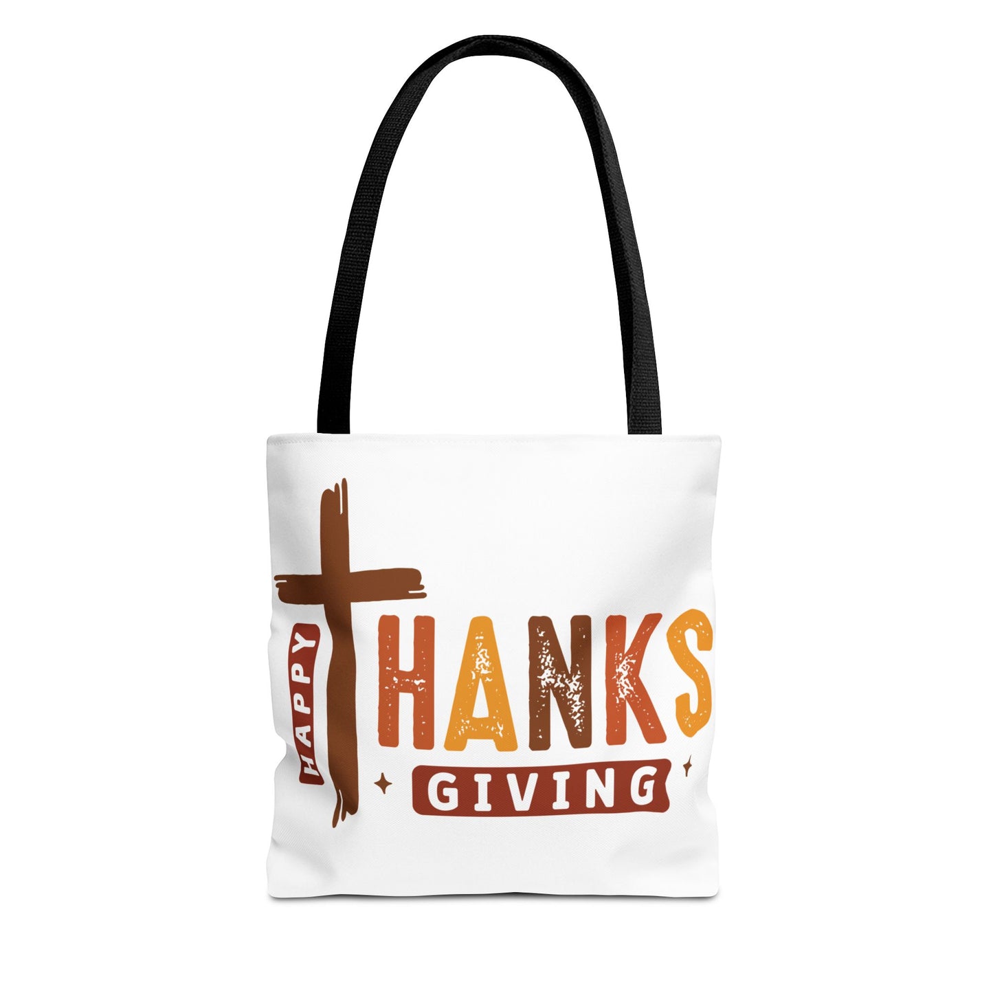 ✝️ Happy Thanksgiving Cross Tote – Faith & Gratitude in Fall Colors 🍂
