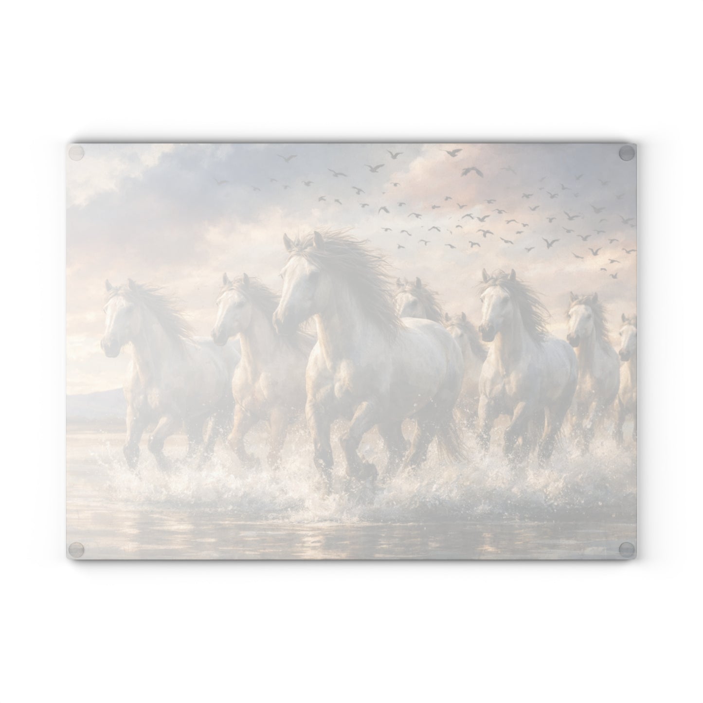 Running Wild Horses Glass Cutting Board – Western Horse Lover Farmhouse Kitchen Decor