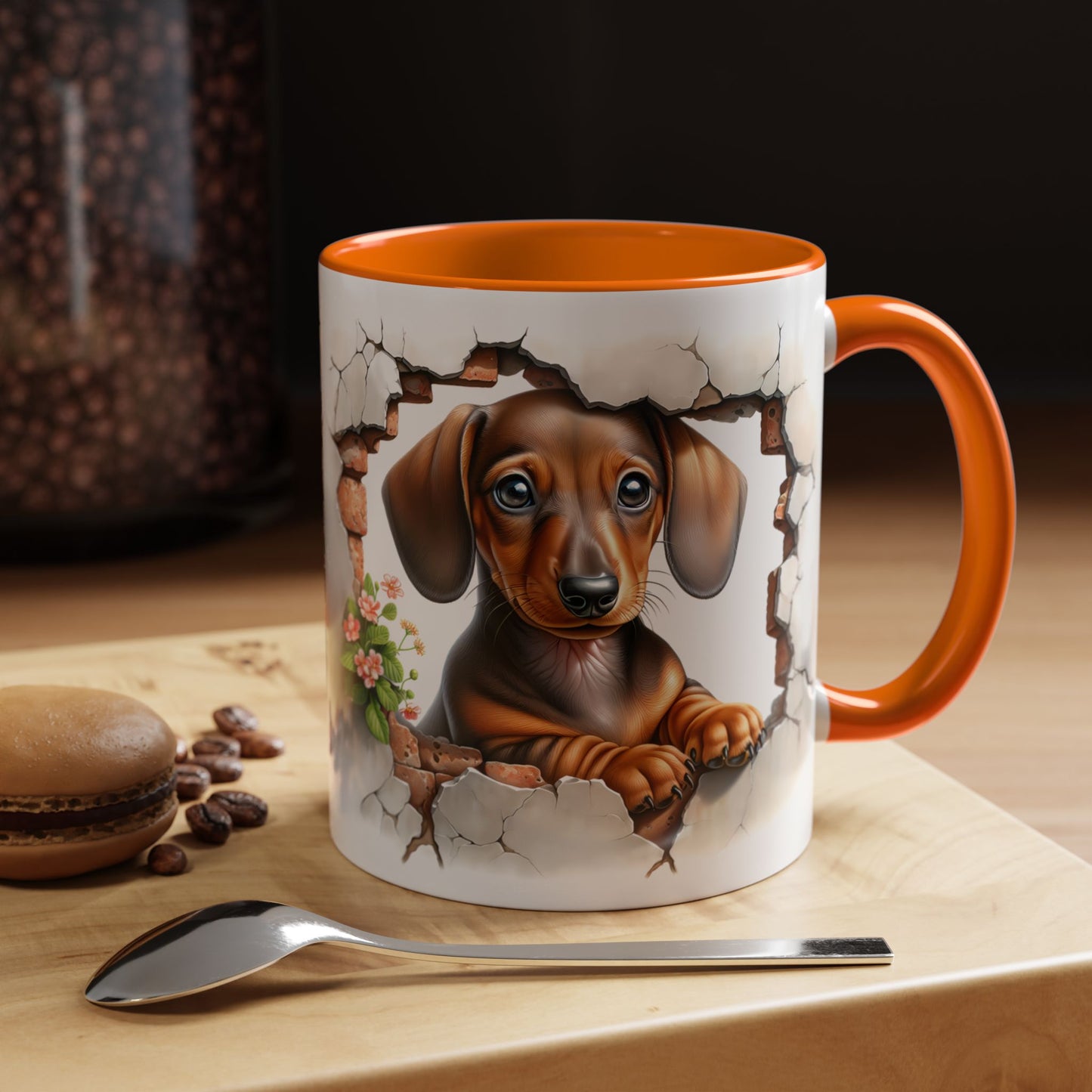 🐾🌭 Dachshund Puppy Accent Mug – Adorable Doxie Coffee Cup ☕❤️