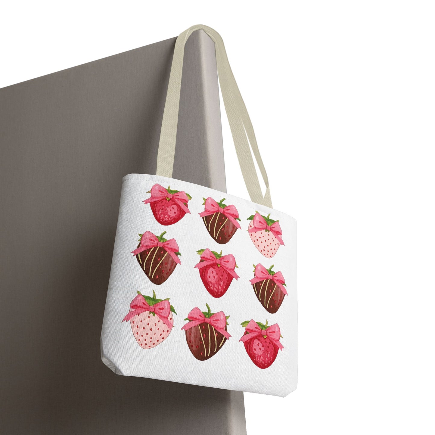 🍓 Chocolate-Covered Strawberry Tote Bag – Sweet, Stylish & Practical 🍫