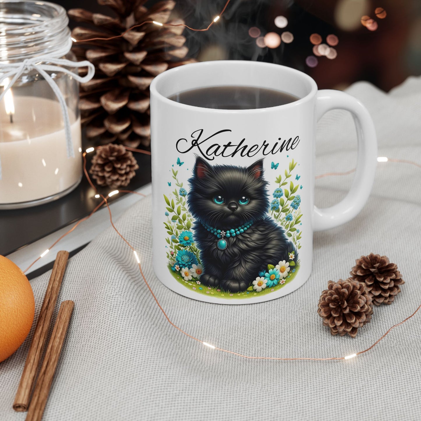 Taza personalizada con gato: ¡Taza con nombre personalizado y un adorable diseño de gatito! 🐱💖