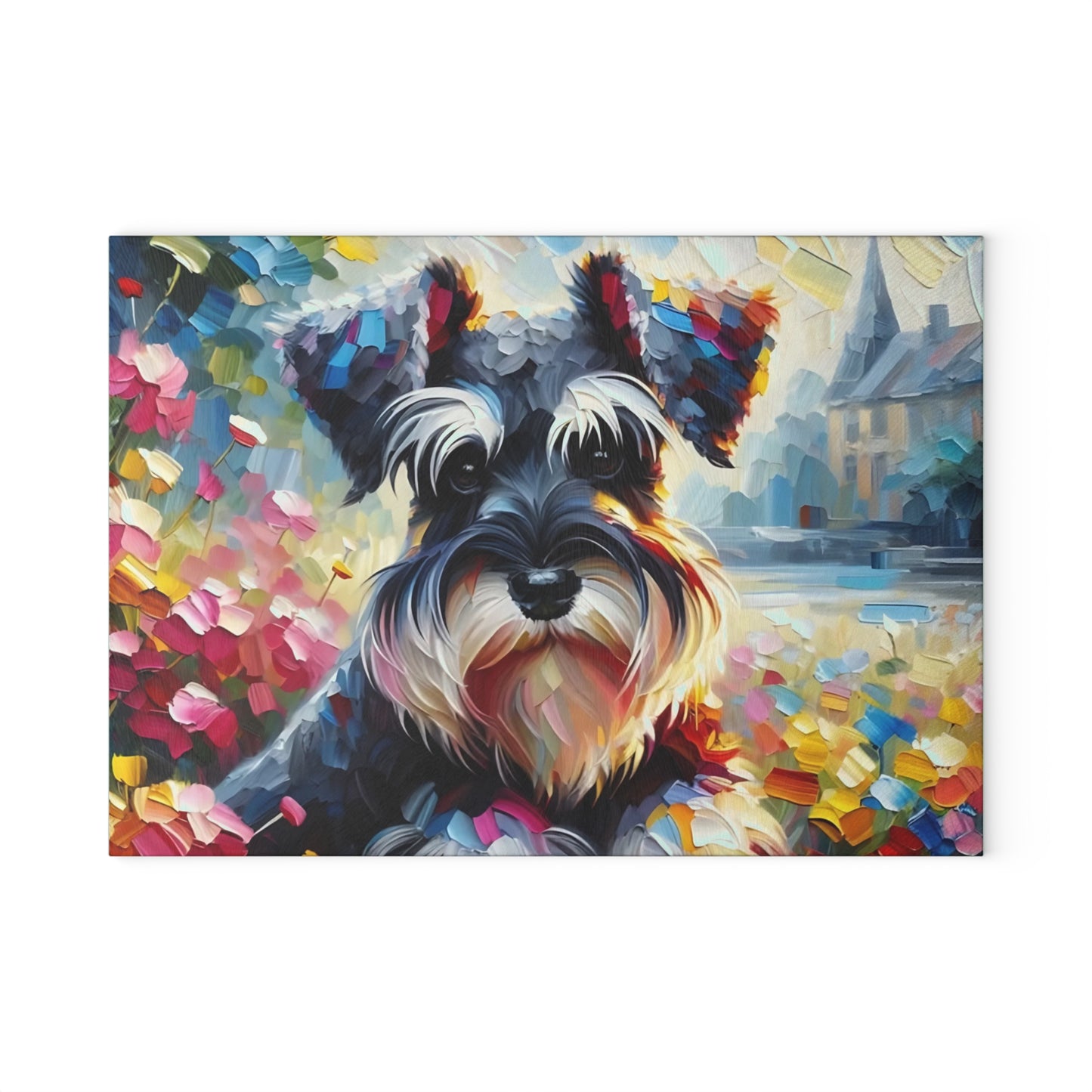 🎨🐾 Colorful Schnauzer Cutting Board – Whimsical Pup Charm for Your Kitchen