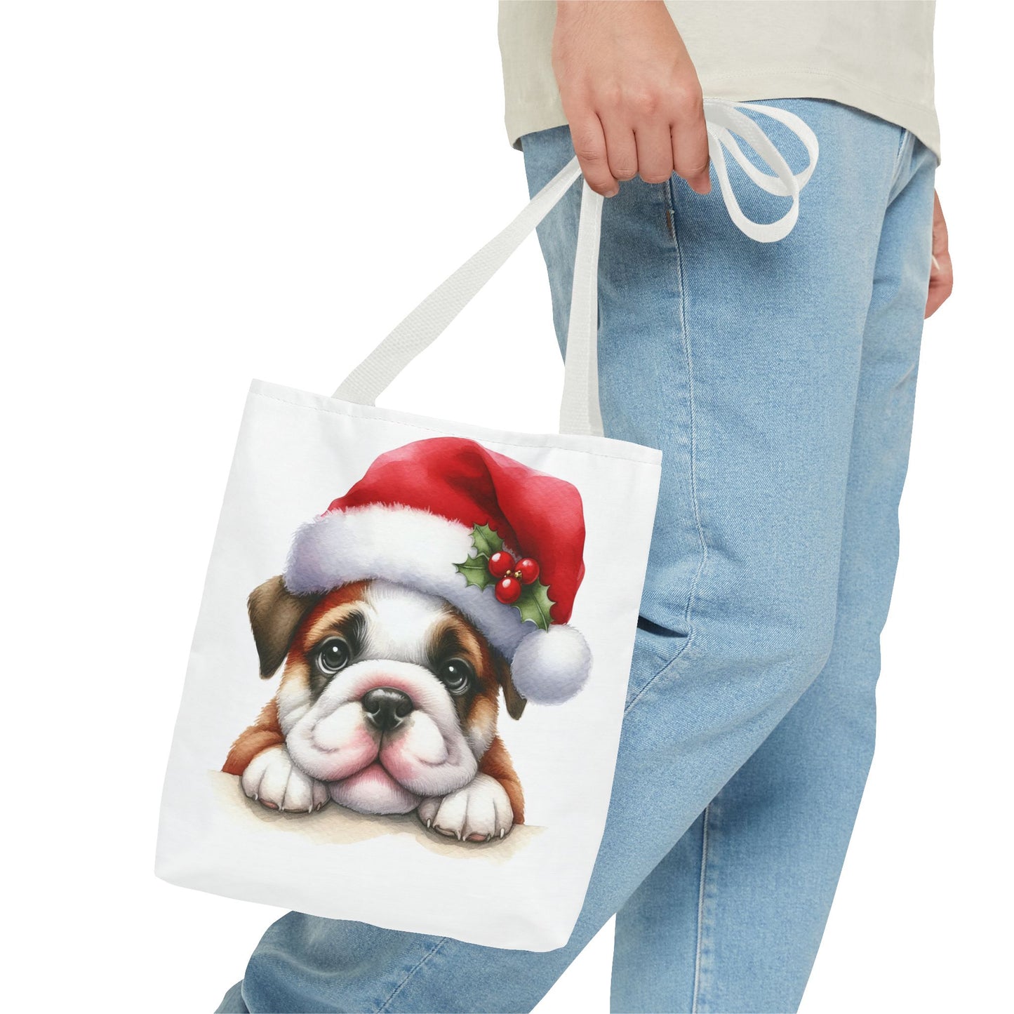 🐾 Bulldog Christmas Tote Bag – Santa Paws Cuteness You Can Carry 🎄