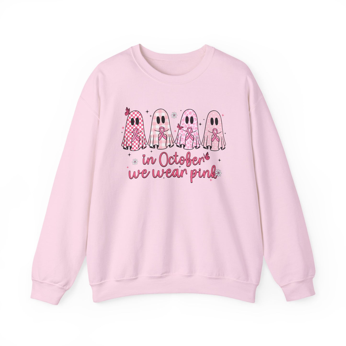 🎀👻 In October We Wear Pink Sweatshirt – Breast Cancer Awareness Halloween Ghosts