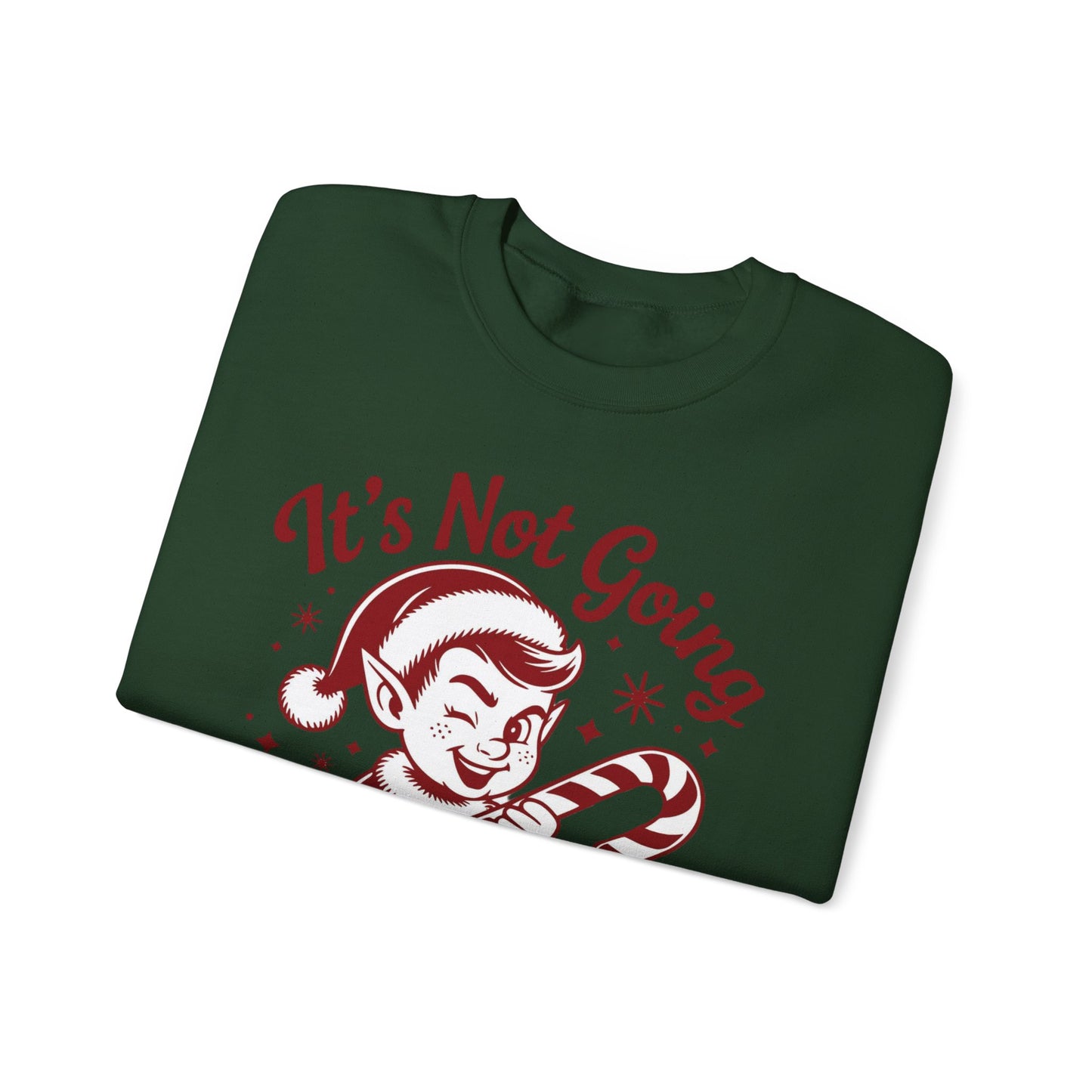 🍭😅 “It’s Not Going To Lick Itself” Men’s Funny Elf Sweatshirt – Bold Candy Cane Humor Crewneck