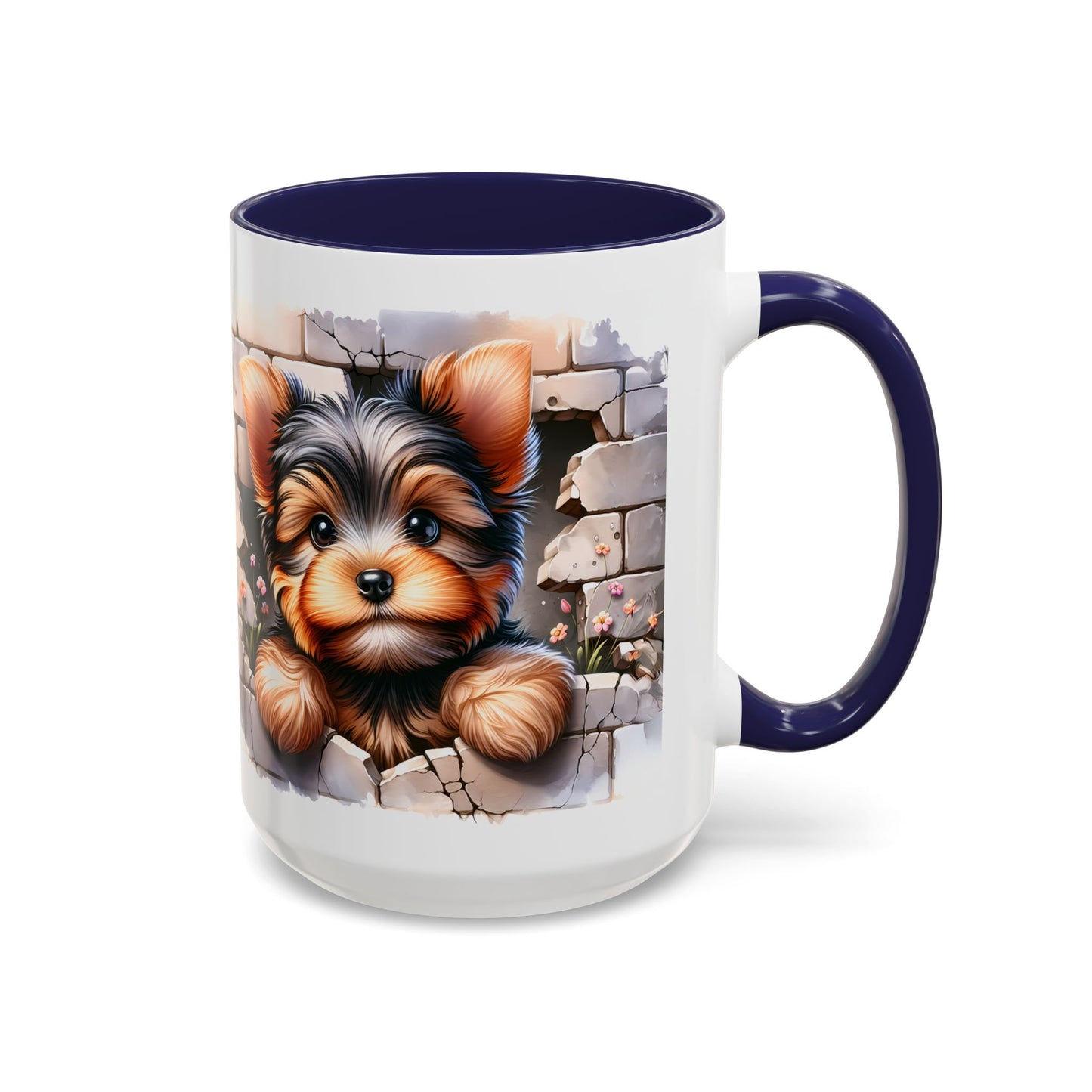 🎀🐶 Yorkie Puppy Accent Mug – Cute Peek-Through Dog Design for Animal Lovers ☕💖