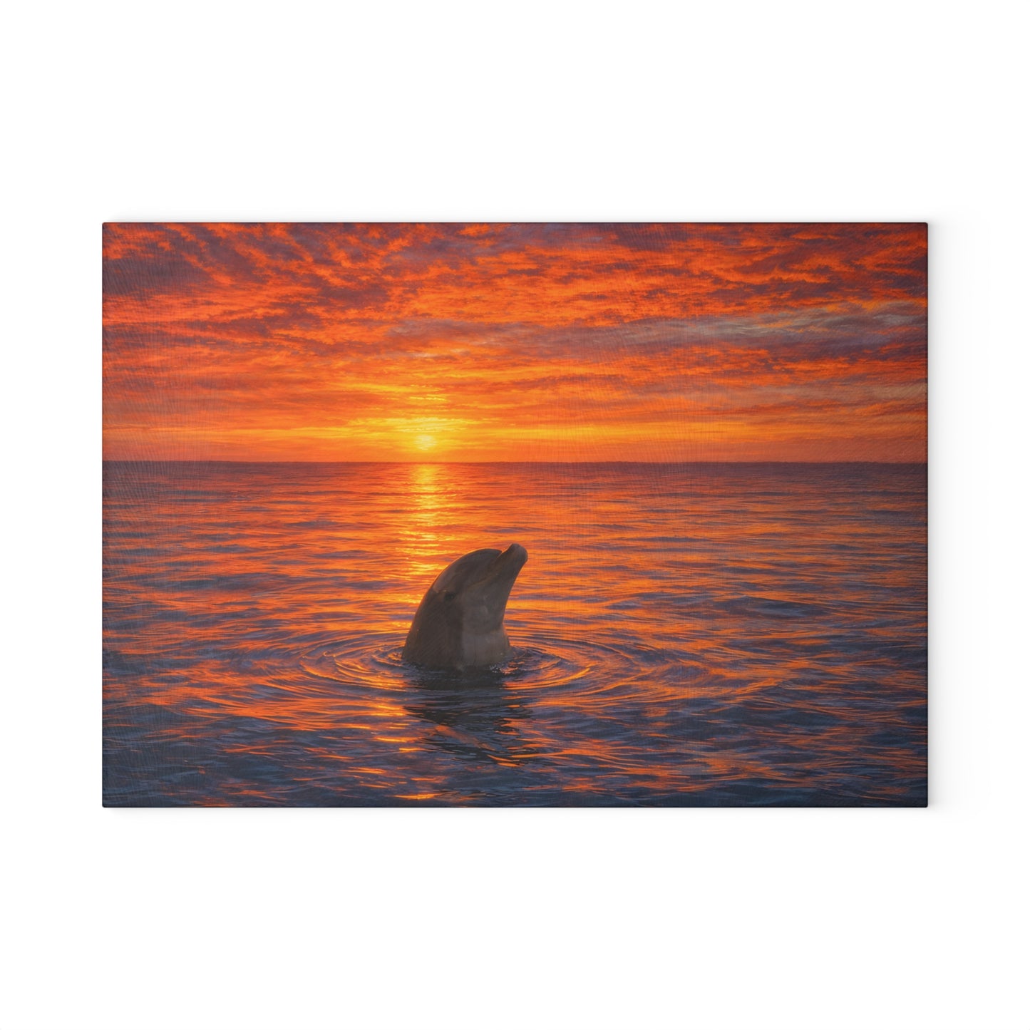 Dolphin Sunset Glass Cutting Board – Ocean Serenity Coastal Kitchen Decor