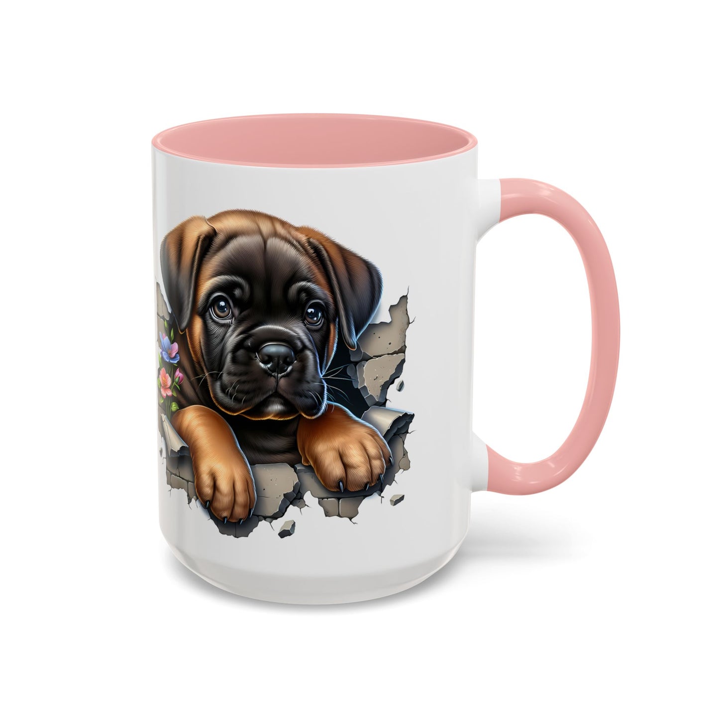 🧡 Boxer Puppy Accent Mug – Adorable Peek-Through Cup for Dog Lovers
