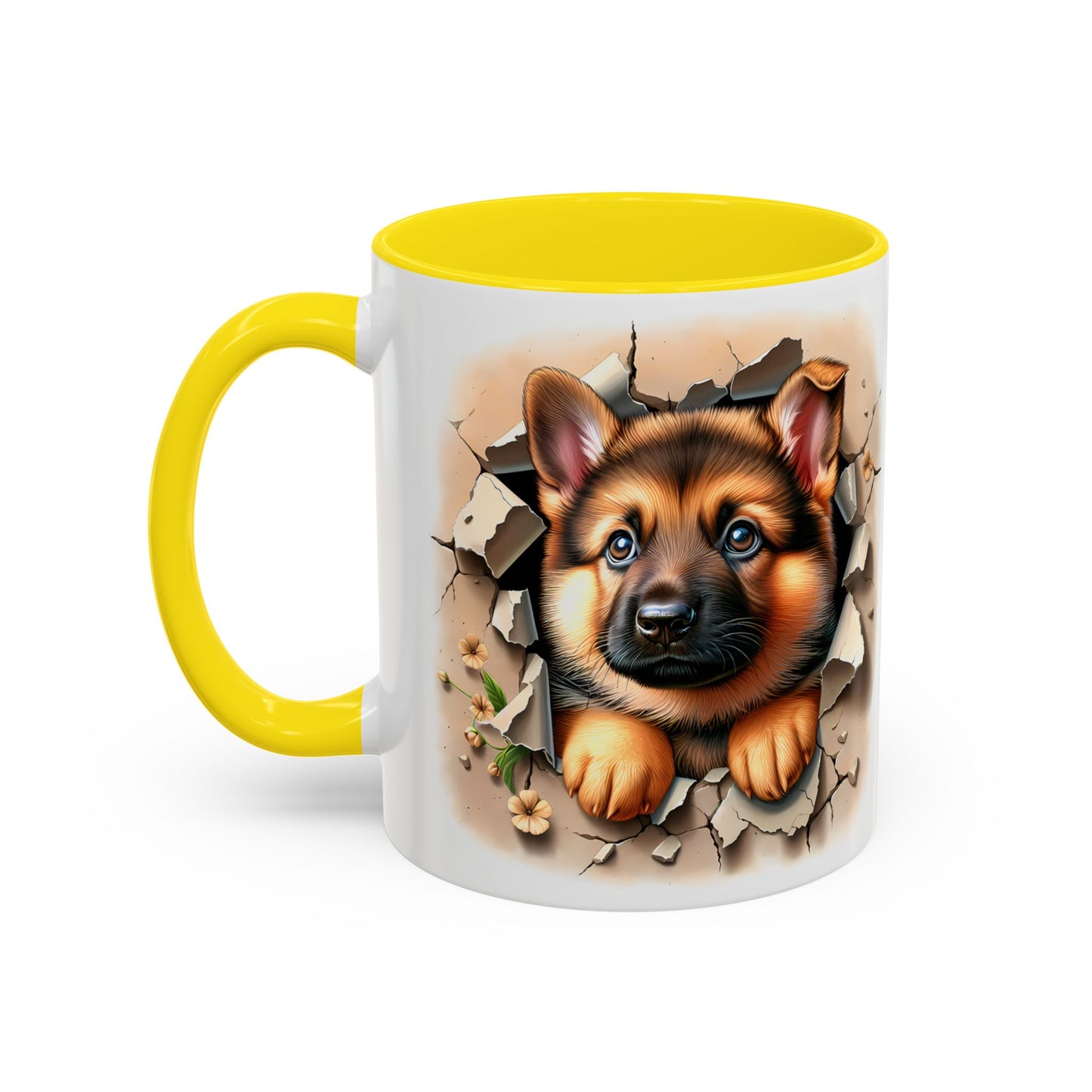 🐾☕ German Shepherd Puppy Peek Accent Mug – Loyal Pup Lover Gift ✨🖤