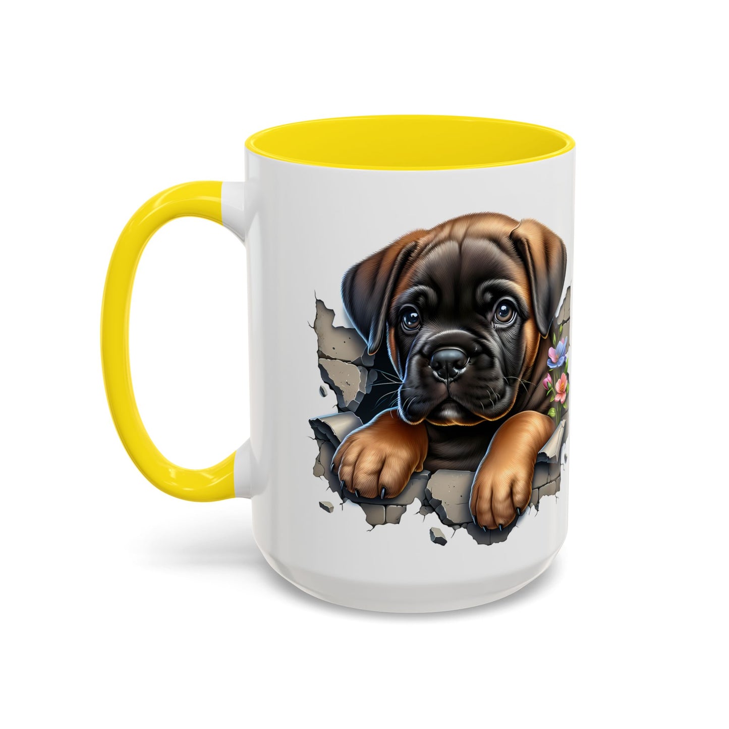 🧡 Boxer Puppy Accent Mug – Adorable Peek-Through Cup for Dog Lovers