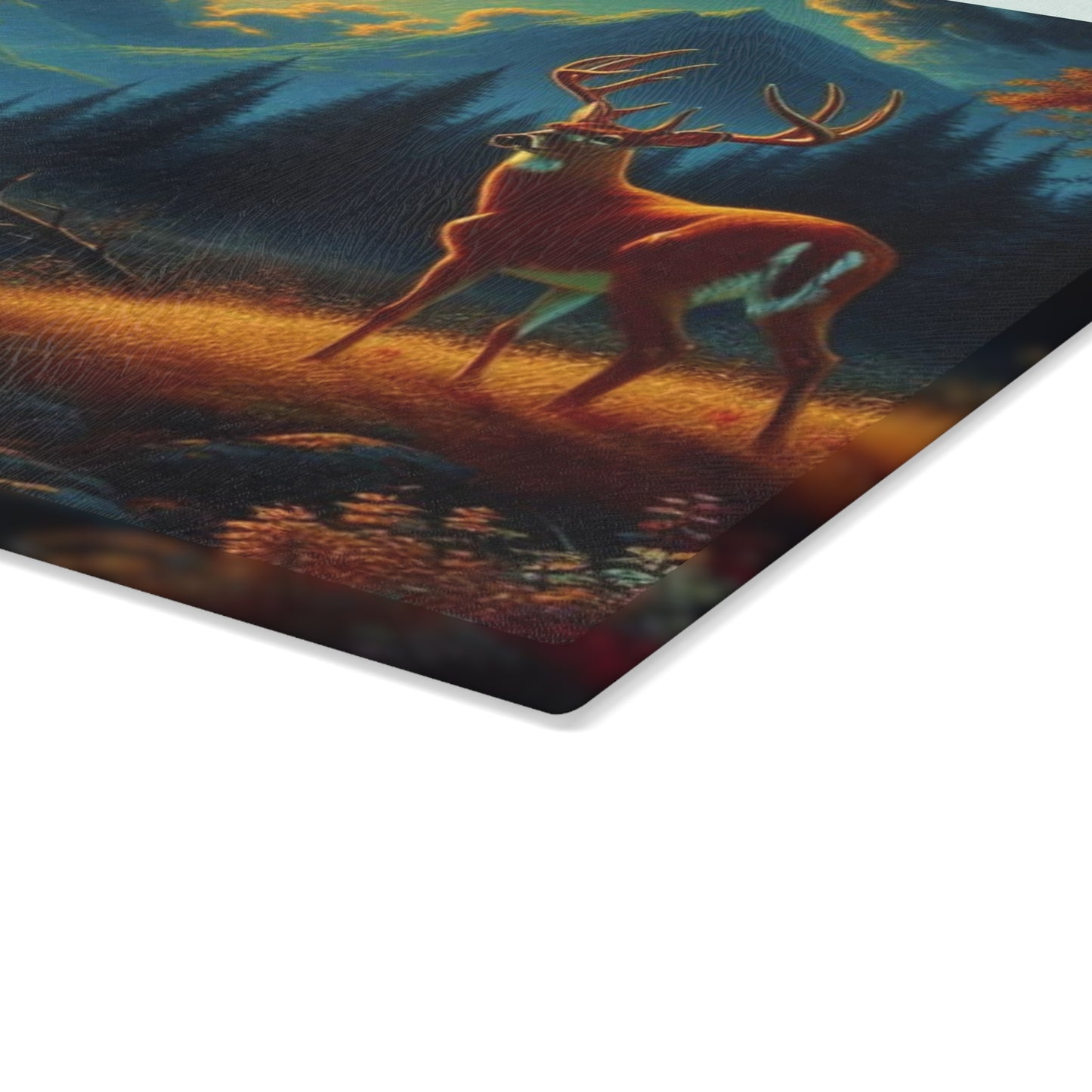 Moonlit Forest Buck Cutting Board – Enchanted Wilderness Art