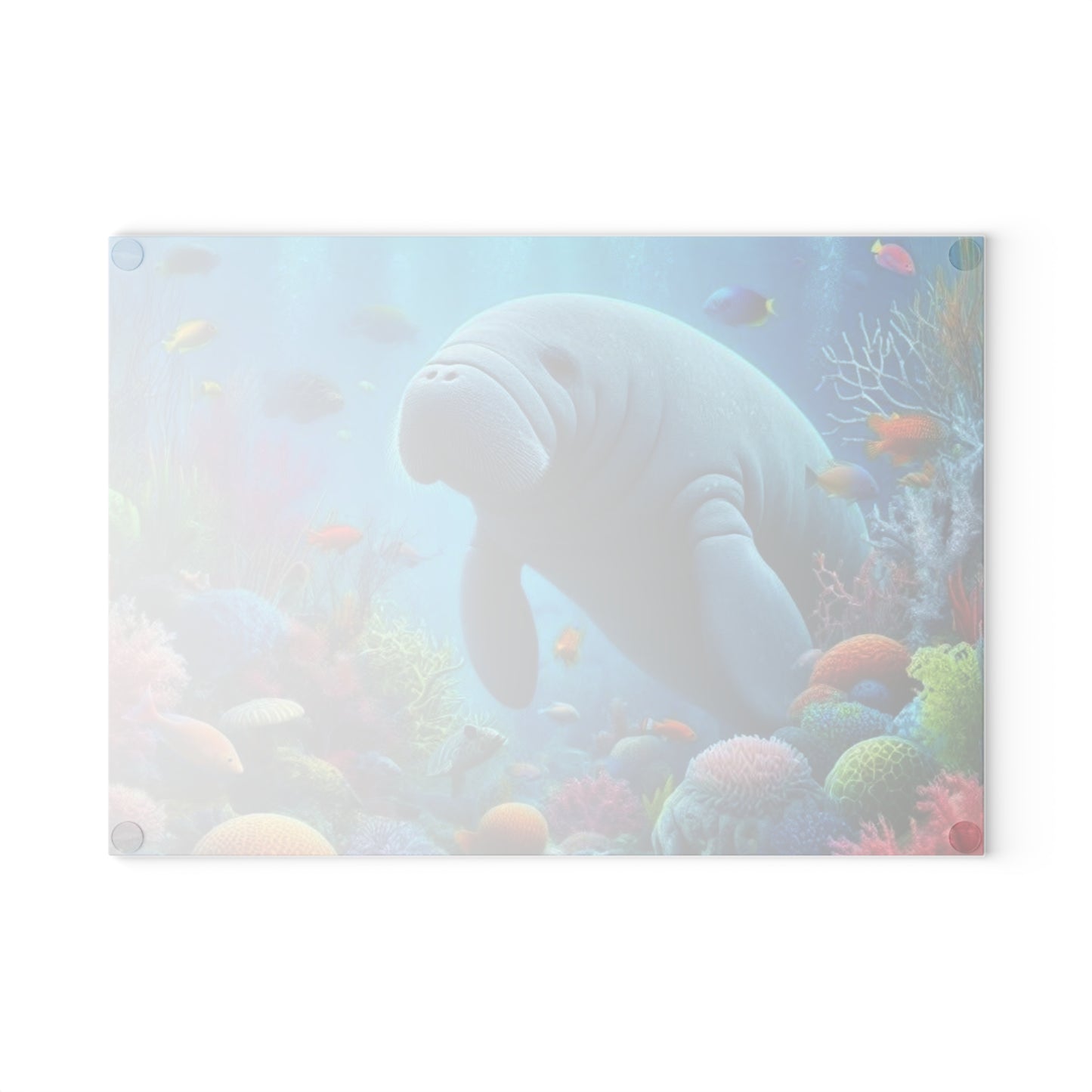 Manatee Cutting Board Textured Glass Florida Spring Kitchen Decor Coastal Home Gift Beach Housewarming Manatee Lover Sea Life Art Nautical