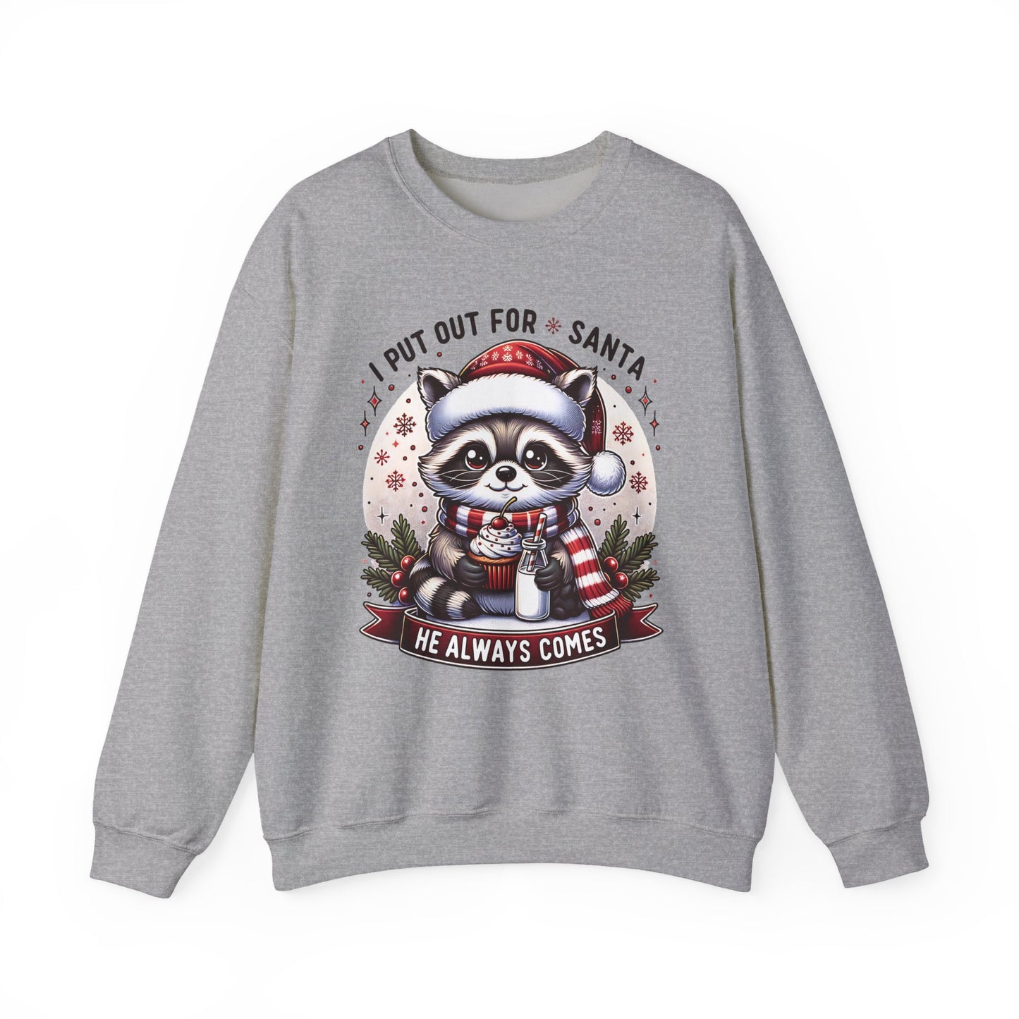 🎄🦝 “Naughty Raccoon Cocoa” Christmas Crewneck – Cute, Cozy & A Little Cheeky