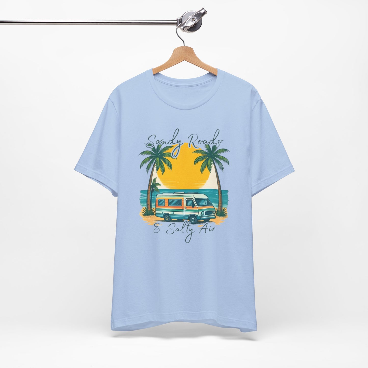 Camiseta Sandy Roads &amp; Salty Air: Camisa playera ligera para mujer para días costeros y ambiente veraniego.