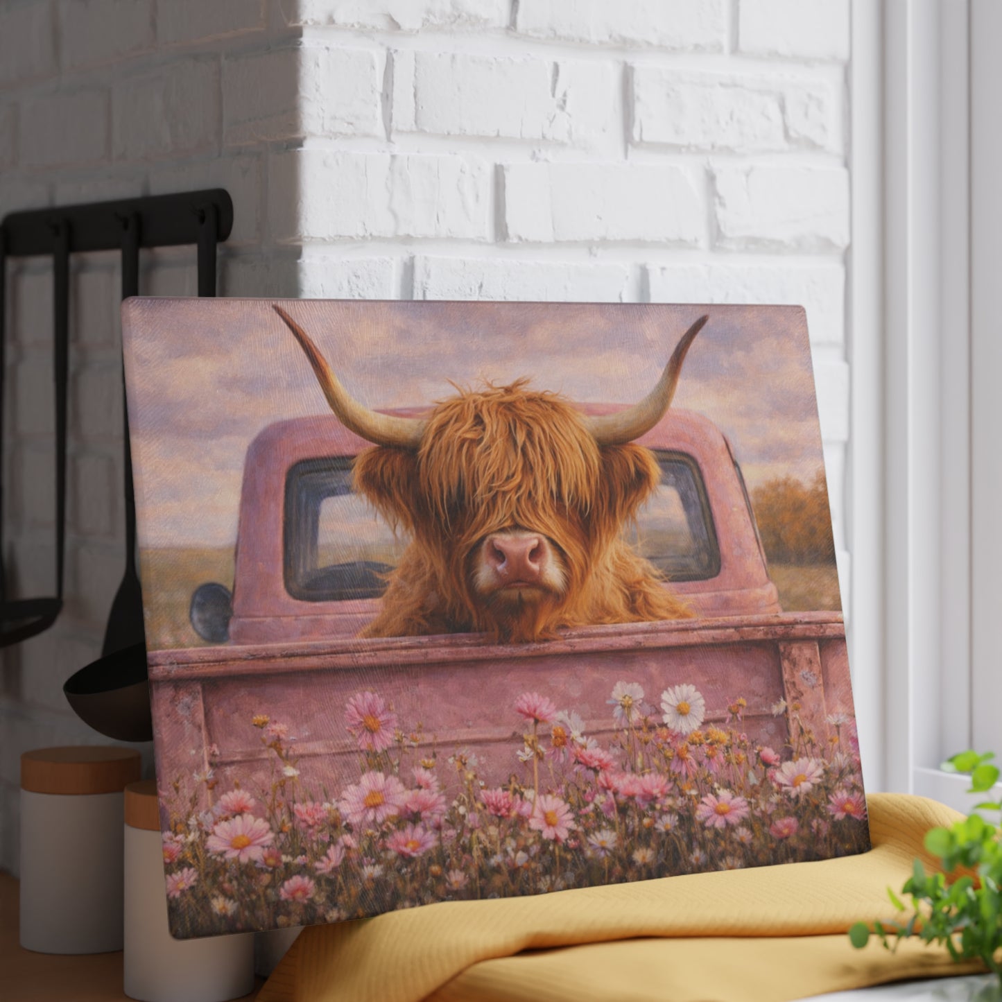 Country Roads Tractor Glass Cutting Board – Rustic Farmhouse Charm for Your Kitchen
