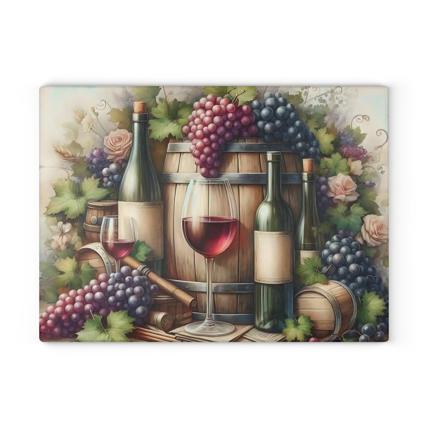 Tabla de cortar de vidrio templado para vino vintage