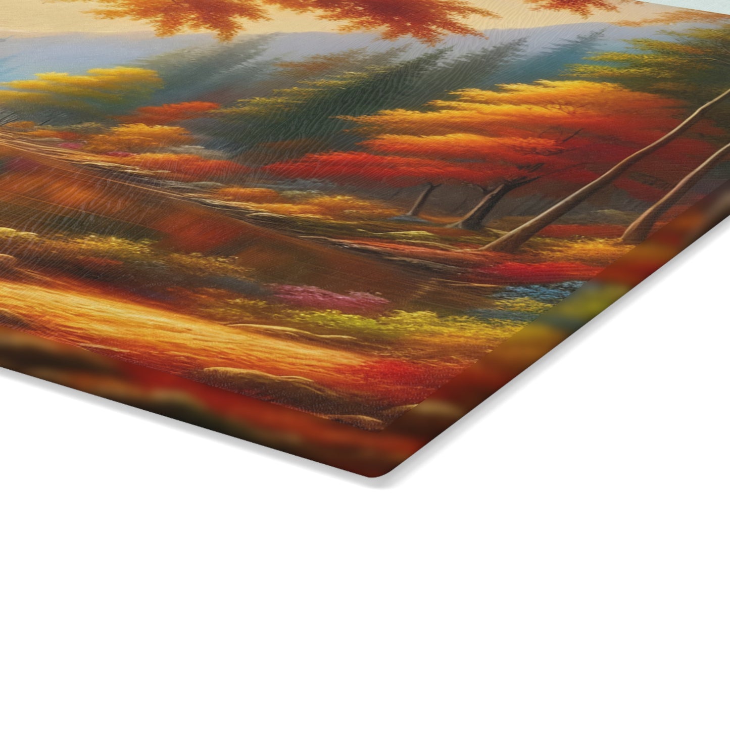 🍁🍂 Autumn Lake Scene Cutting Board – Golden Tranquility for Your Kitchen 🌲✨