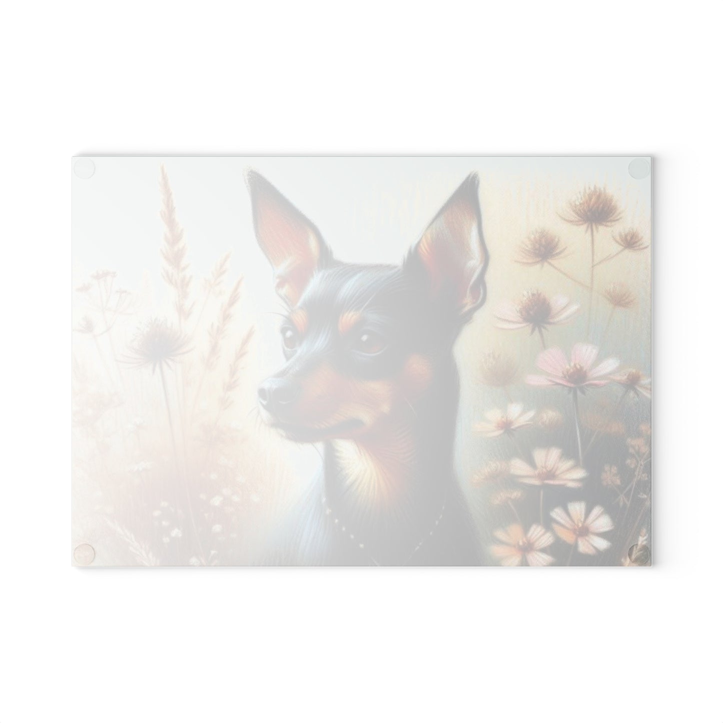 🐾 Miniature Pinscher & Meadow Blooms Cutting Board – Sophisticated Charm for Your Kitchen 🌸