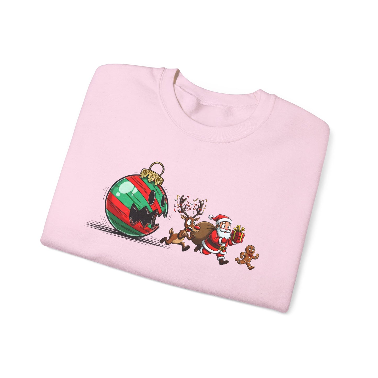 🎄🎅 Santa’s Great Ornament Escape Sweatshirt – Funny Christmas Crewneck for Holiday Laughs