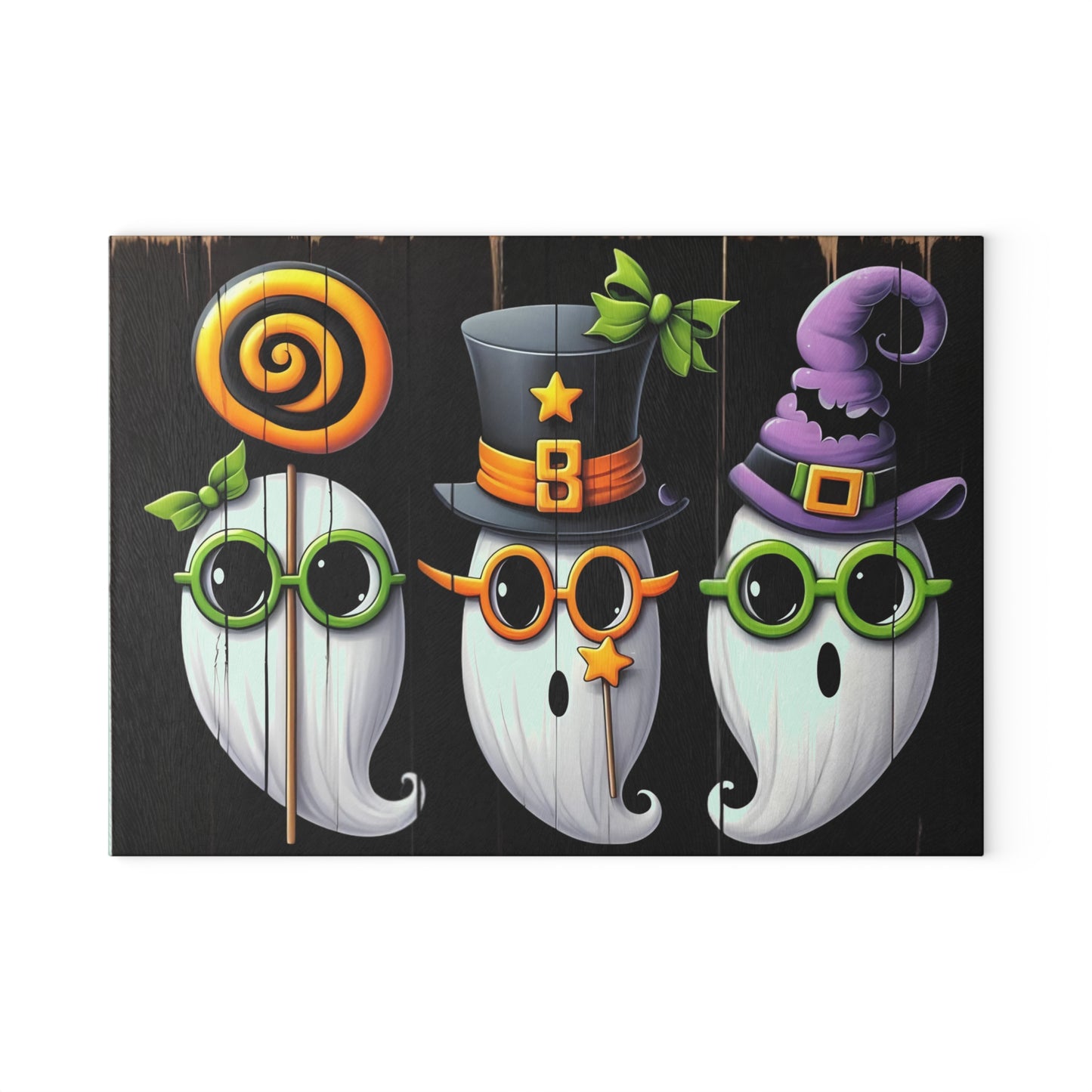 👻🎩 Trendy Ghost Trio Cutting Board – Chic Halloween Kitchen Décor with Playful Spooky Vibes 🕸️🍬