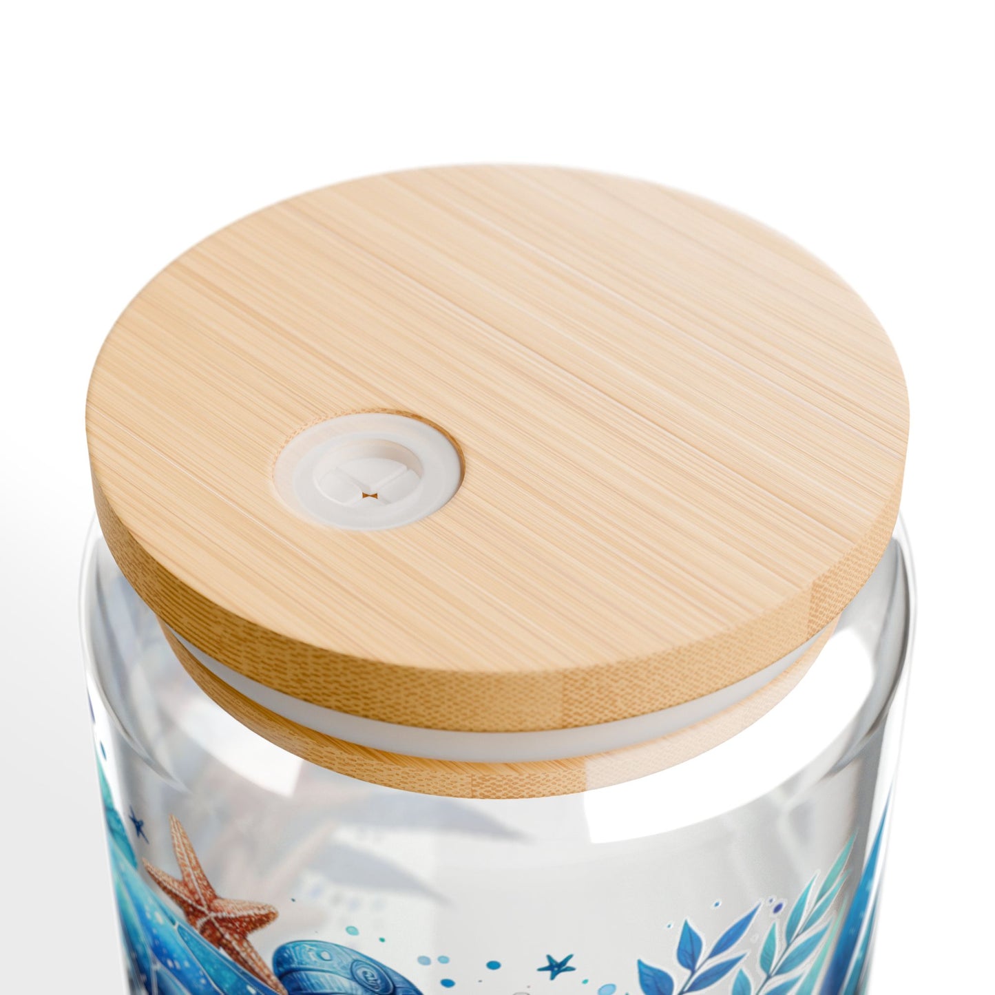 Vaso para beber con forma de tortuga marina azul y estrella de mar – 16 oz Ocean Vibes con tapa de bambú y pajita 🌊