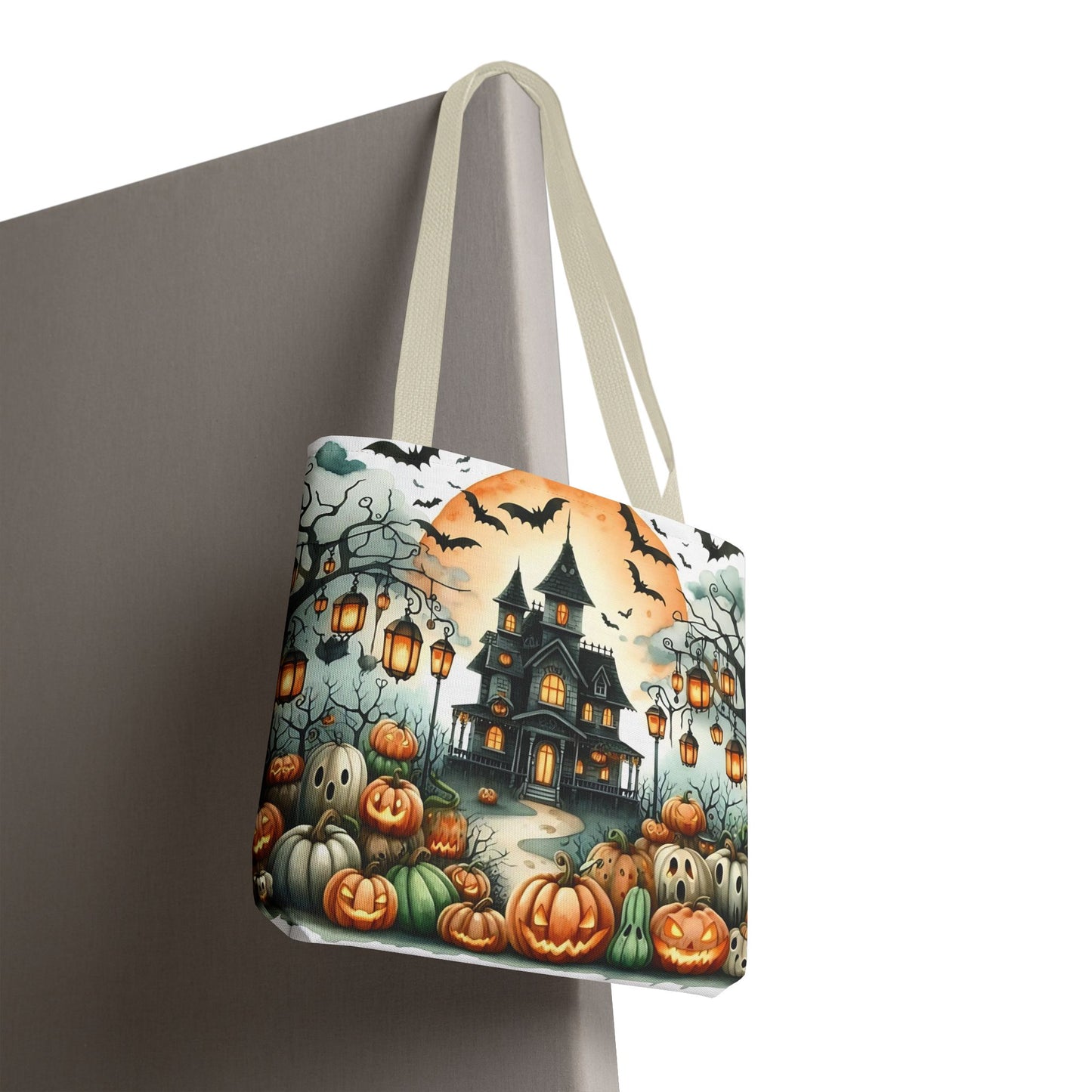 🏚️ Haunted House Halloween Tote Bag – Spooky Nights & Pumpkin Delights 🎃🖤