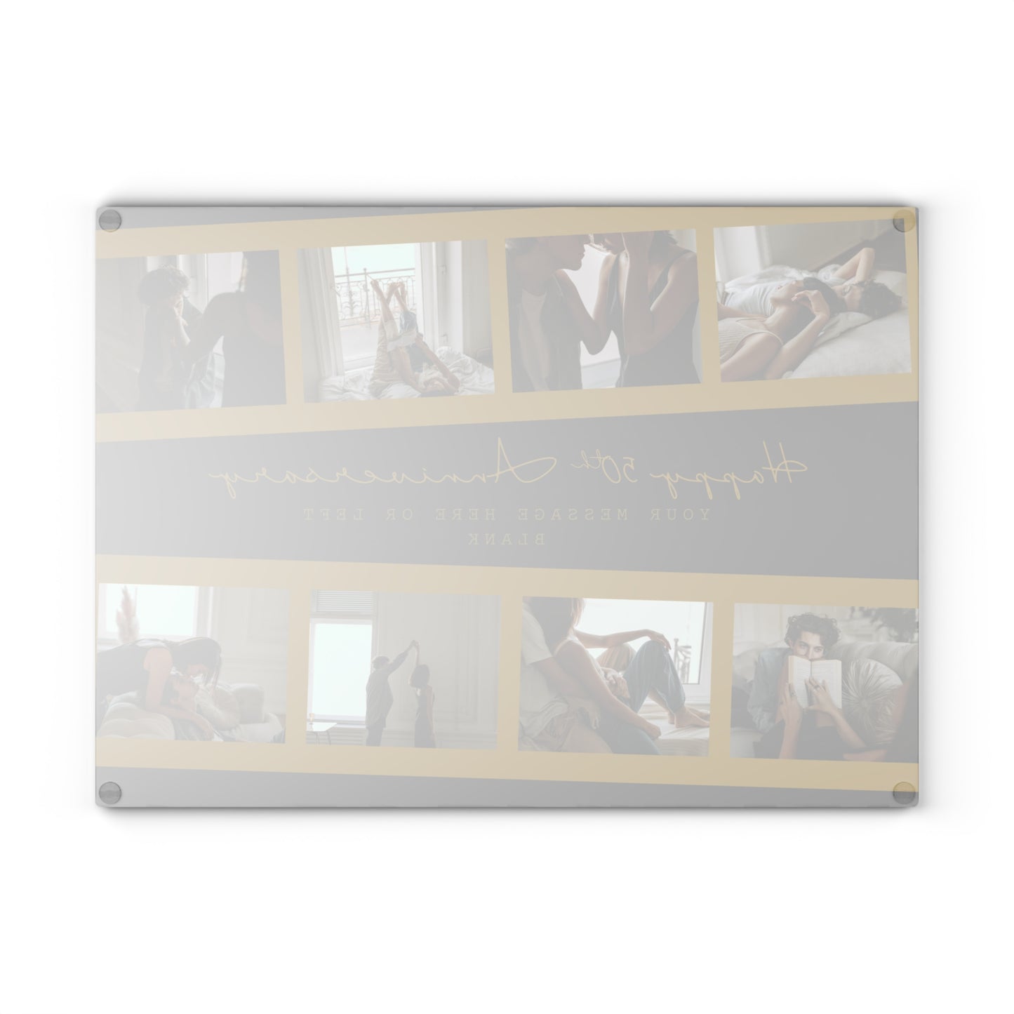 Happy 50th Anniversary or Birthday Photo Collage Glass Cutting Board – Personalized Milestone Keepsake