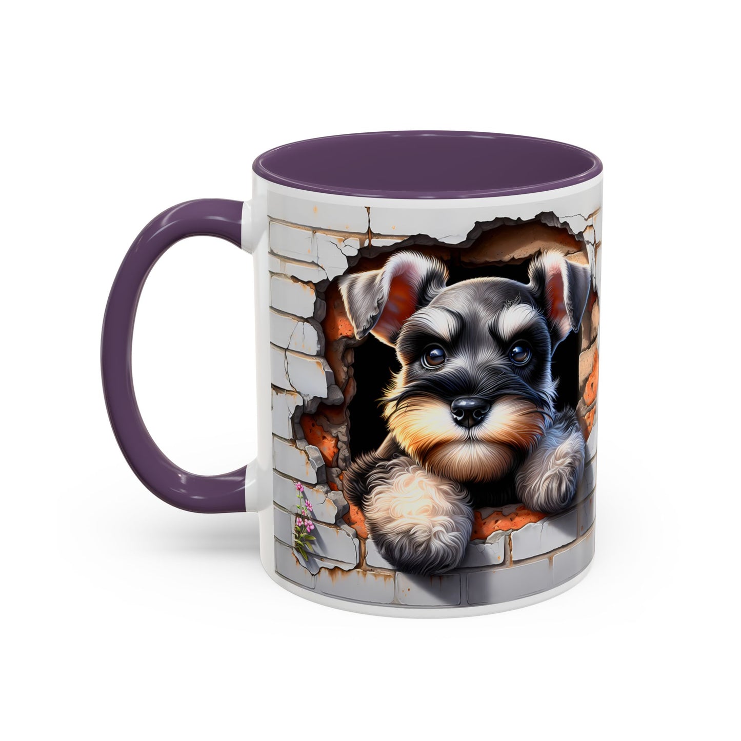 🎀🐶 Schnauzer Puppy Accent Mug – Cute Peek-Through Dog Design for Animal Lovers ☕💖