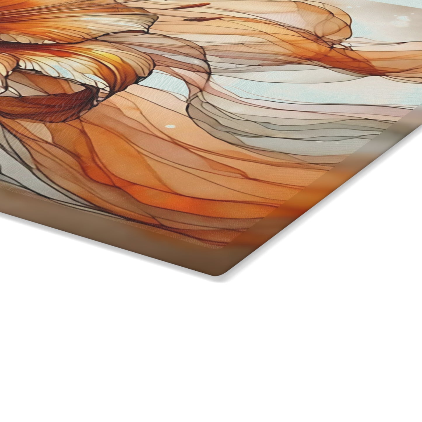 Flower & Butterfly Tempered Glass Cutting Board – A Touch of Nature’s Grace