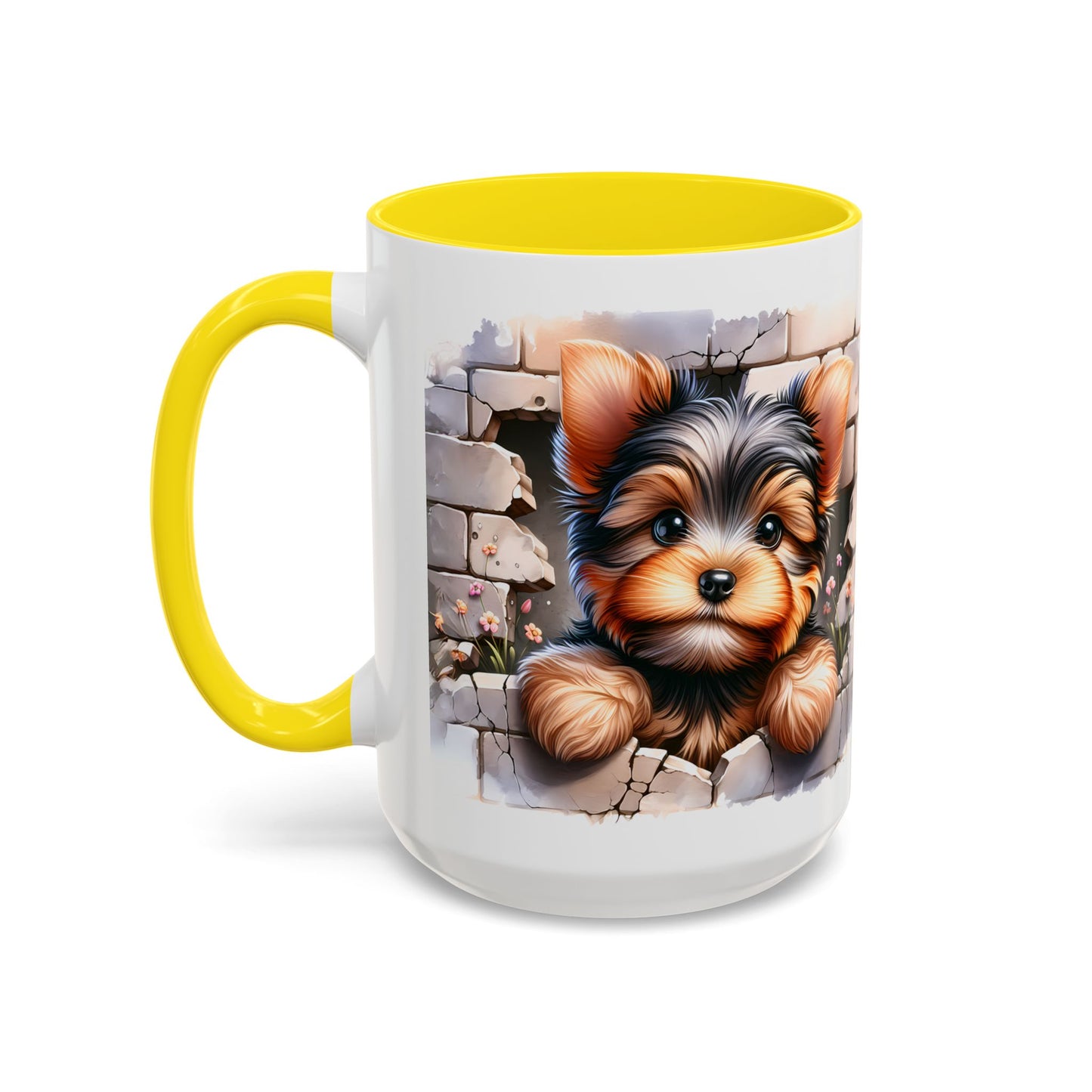 🎀🐶 Yorkie Puppy Accent Mug – Cute Peek-Through Dog Design for Animal Lovers ☕💖