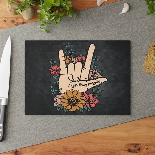 "I Love You Sign Language Tempered Glass Cutting Board & Display Piece"