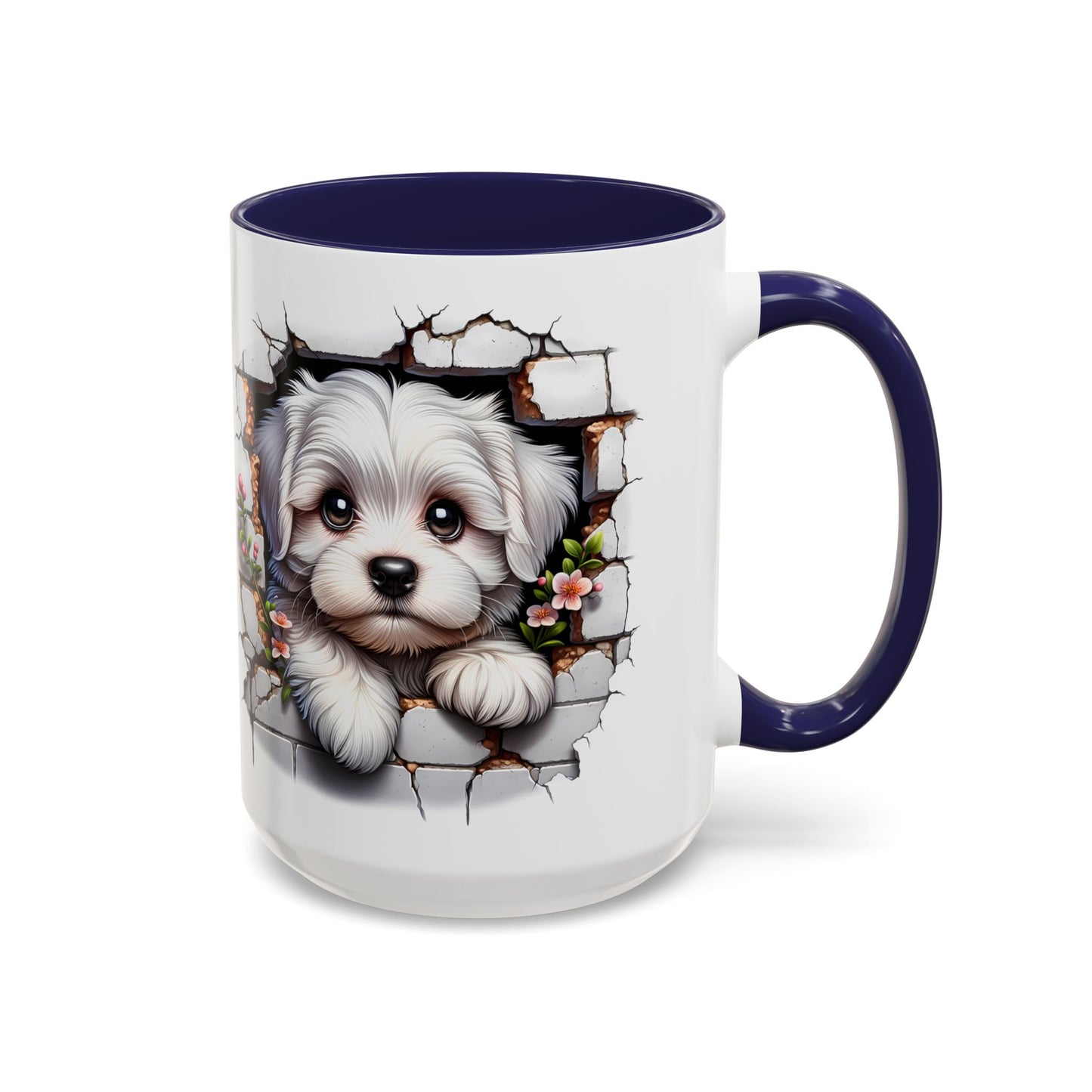 🎀🐶 Maltese Puppy Accent Mug – Cute Peek-Through Dog Design for Animal Lovers ☕💖