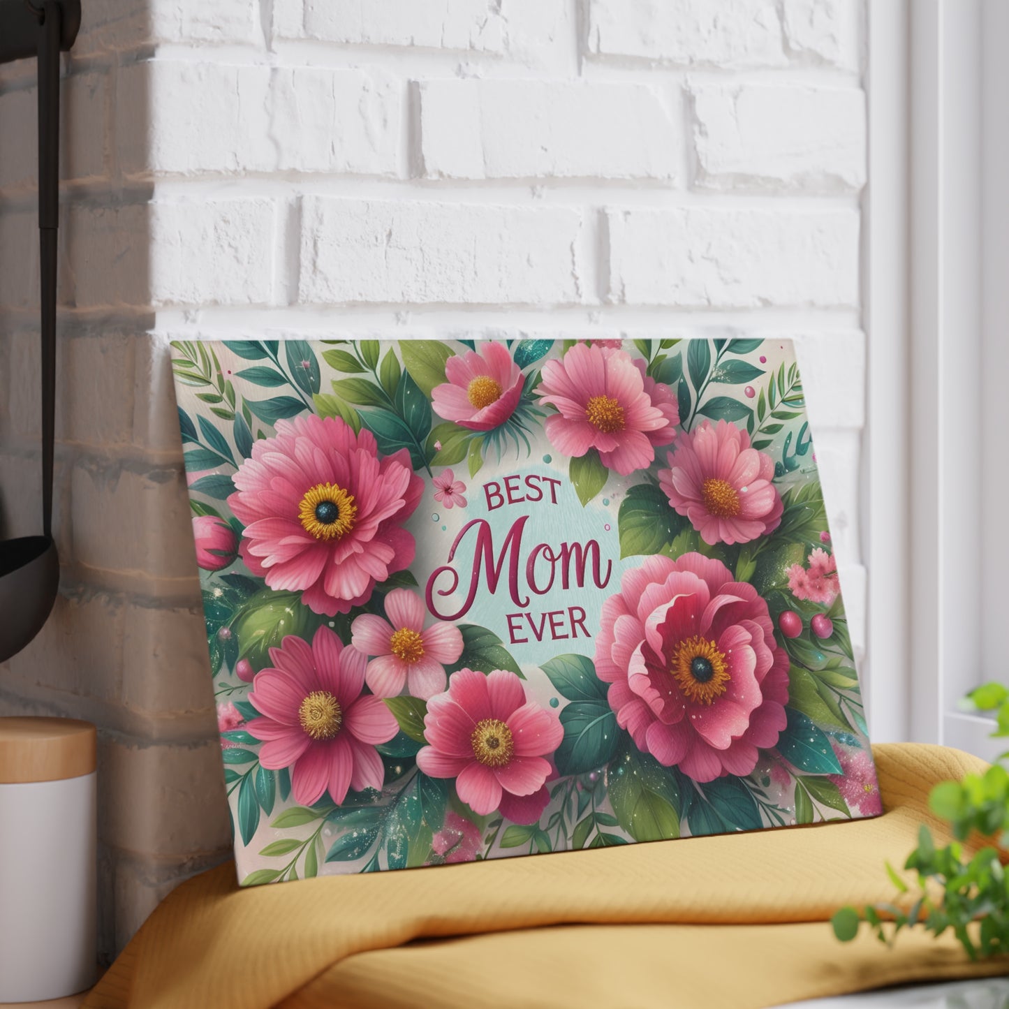 🌸 Best Mom Ever Floral Cutting Board – Elegant Gift for Her 🌼