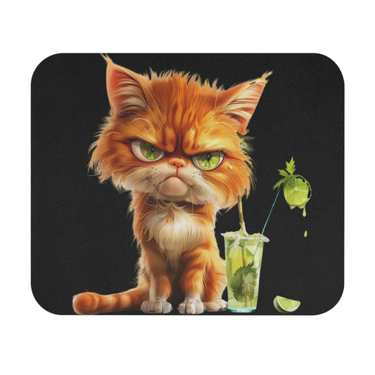 🍹 Gato travieso con bebida de lima: alfombrilla de ratón divertida y peculiar para amantes de los gatos 😼🍸