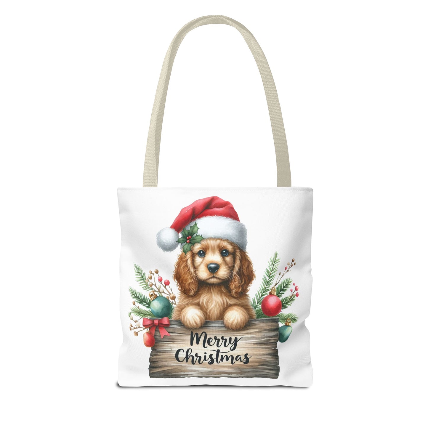 🐶 Cocker Spaniel “Merry Christmas” Tote Bag – Cozy Holiday Charm in Every Stitch 🎄