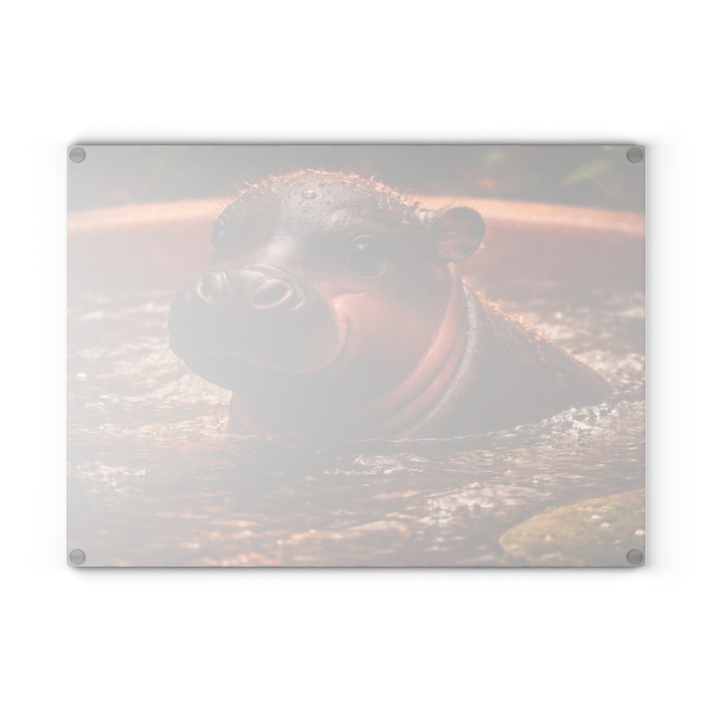 Baby Hippo Glass Cutting Board – Adorable Safari Wildlife Kitchen Decor