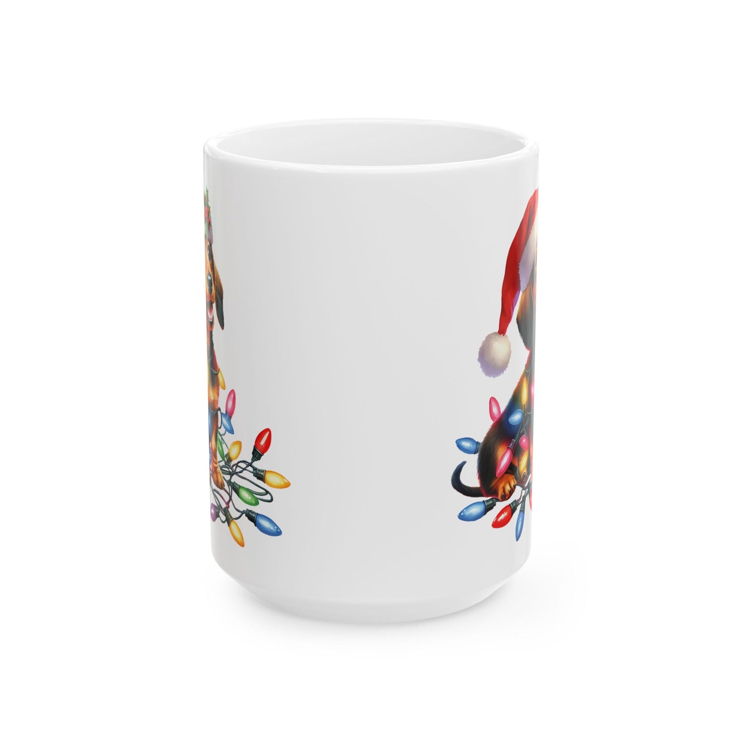 🎄 Dachshund Christmas Lights Mug – Festive Wiener Dog Cheer in Every Sip 🎁