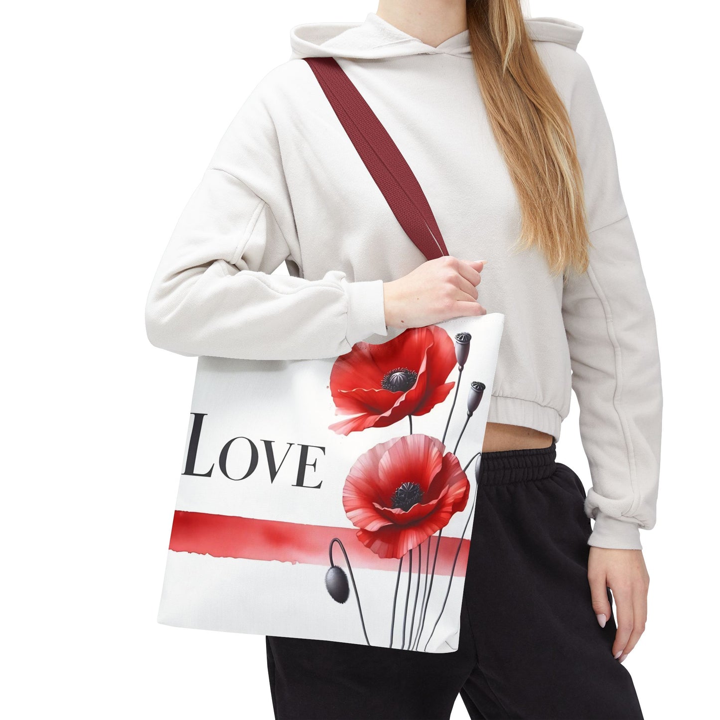 ❤️ Bolso Tote Floral Rojo “Love” – Atrevido, Hermoso y Lleno de Corazón
