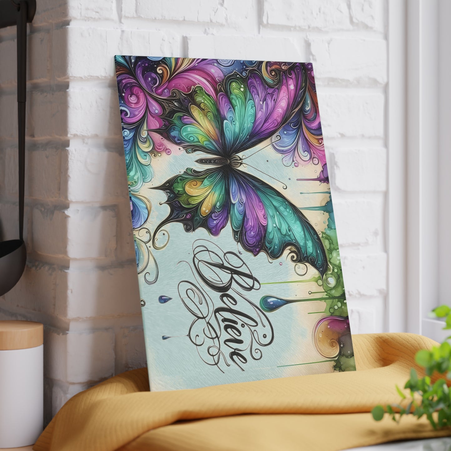 Tabla de cortar con mariposas, arte con mariposas, decoración inspiradora, regalo de aliento, regalo para amantes de la jardinería, tabla caprichosa, regalo de cocina