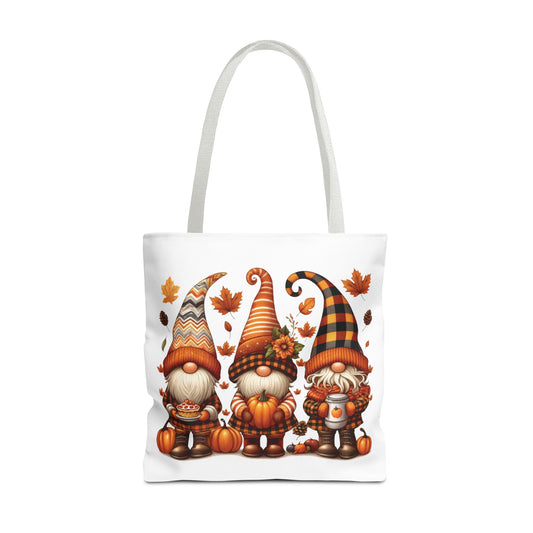 🍁 Autumn Gnome Trio Tote Bag – Cozy Fall Charm with Pumpkin Spice Magic