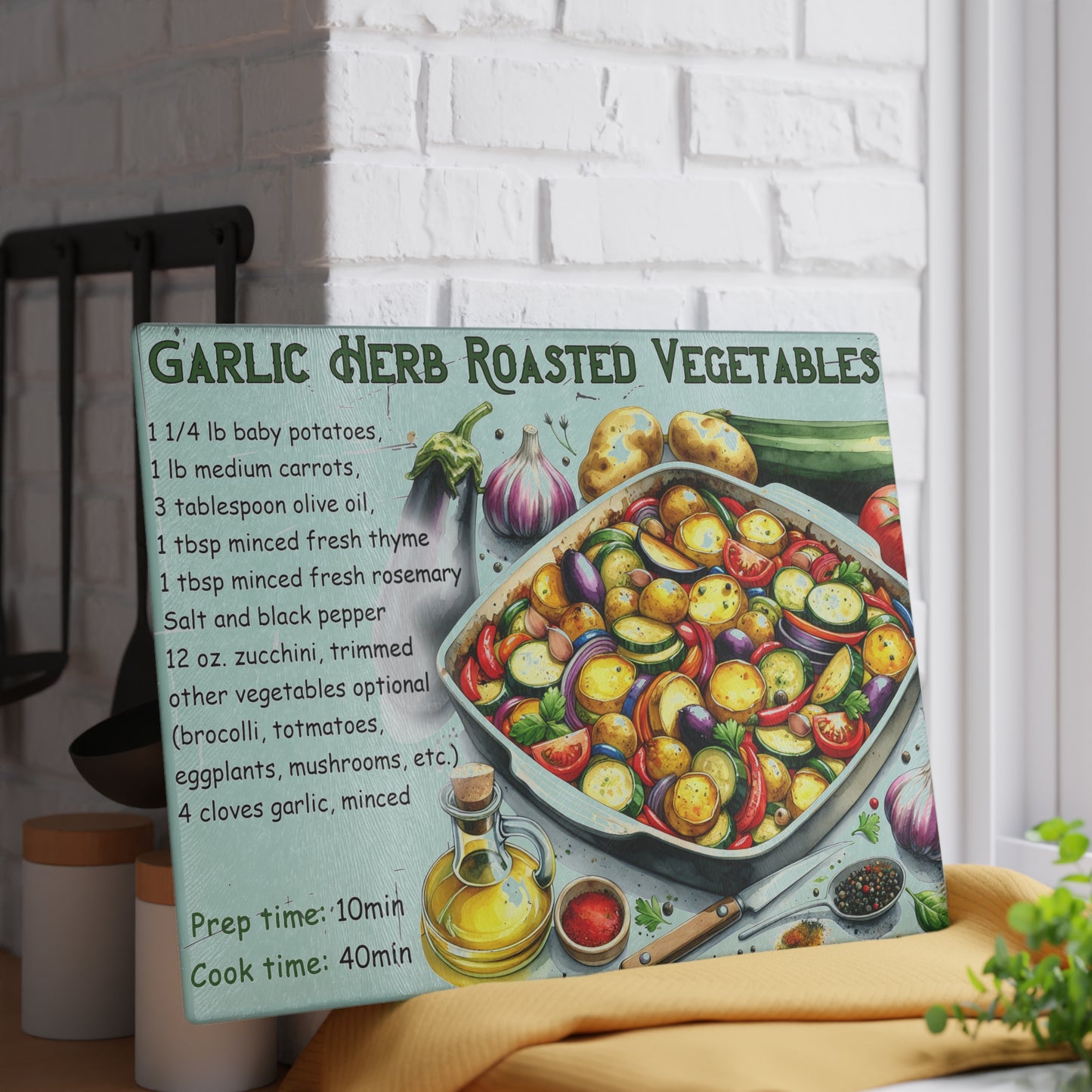 🥔🌿 Garlic Herb Roasted Vegetables Cutting Board – Flavorful Kitchen Art for Everyday Cooking 🍅