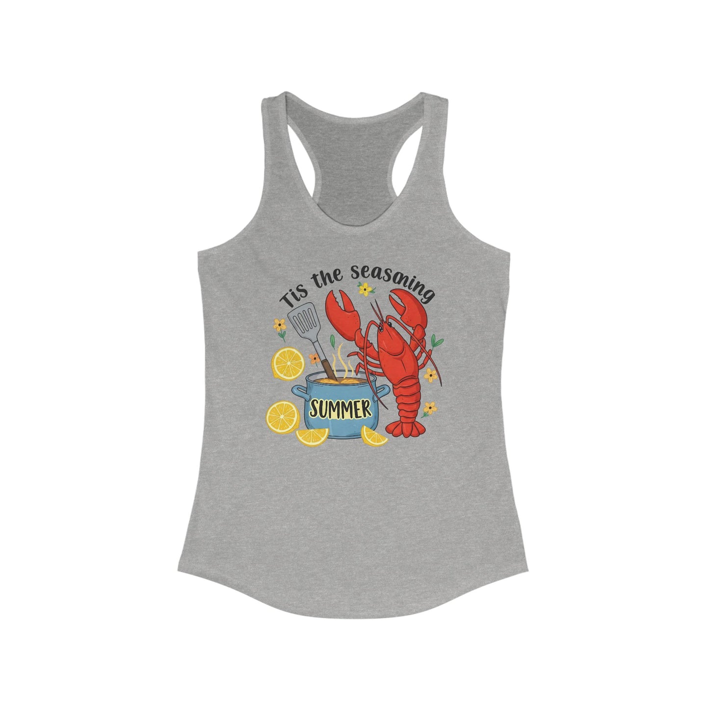Camiseta de tirantes con espalda nadadora "Tis the Seasoning": camiseta de verano con langosta hervida para mujer