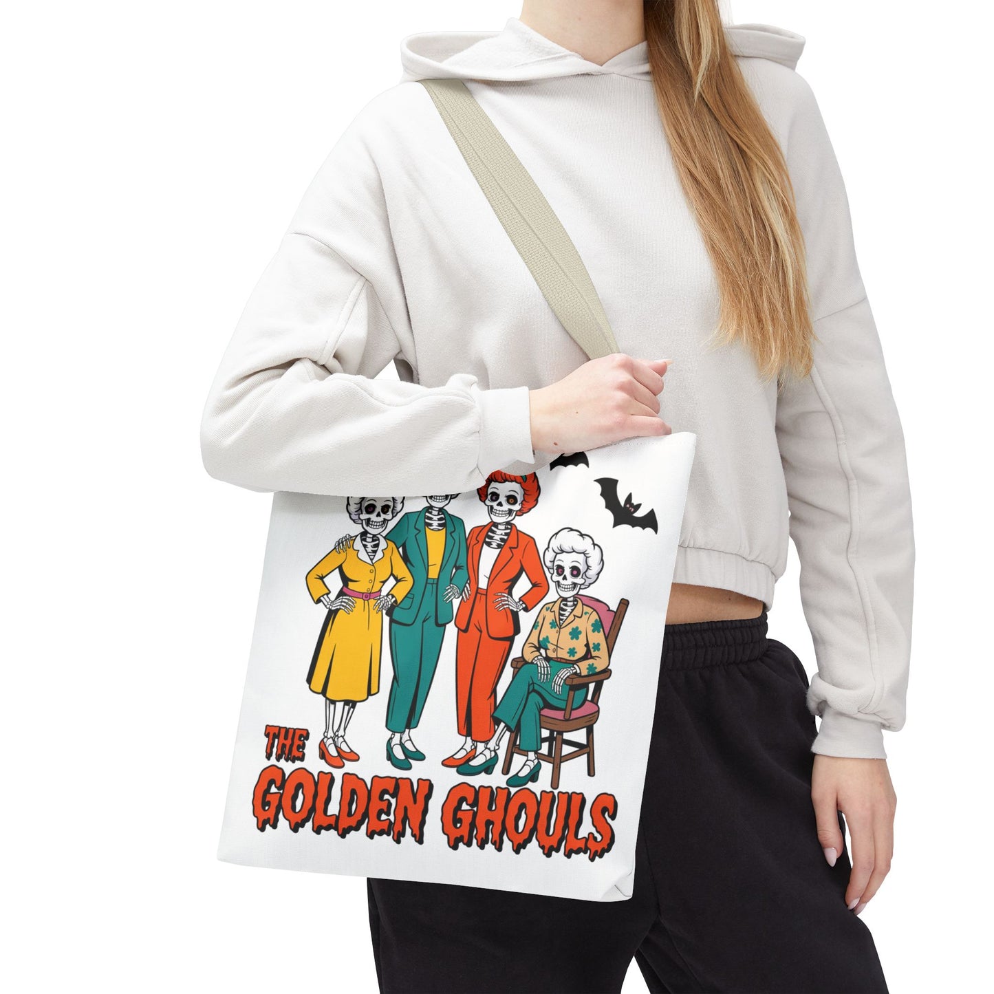 🖤 Retro Skeleton Squad Tote Bag – Spooky Chic Style for Halloween 👻👜