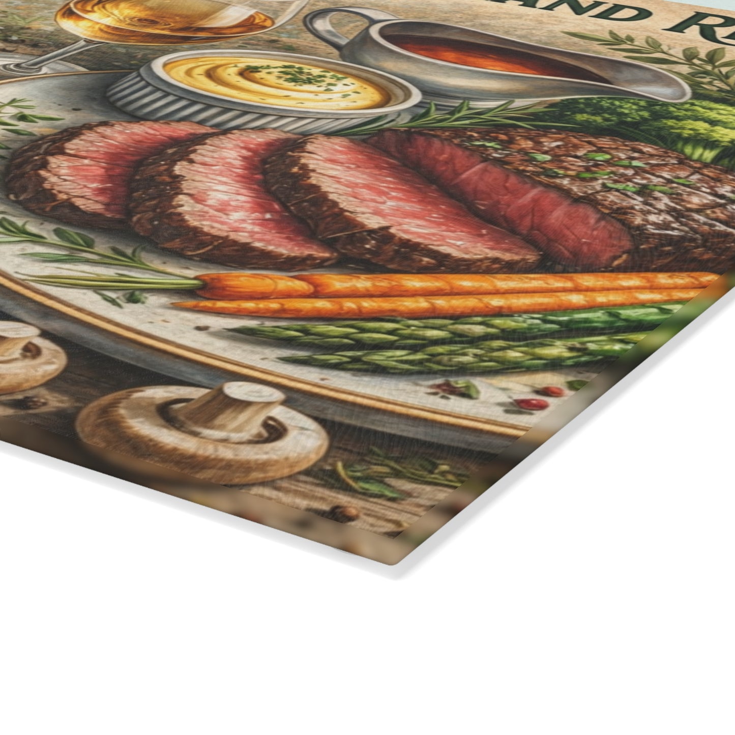 Authentic Chateaubriand Recipe Glass Cutting Board – Classic French Steak Kitchen Art