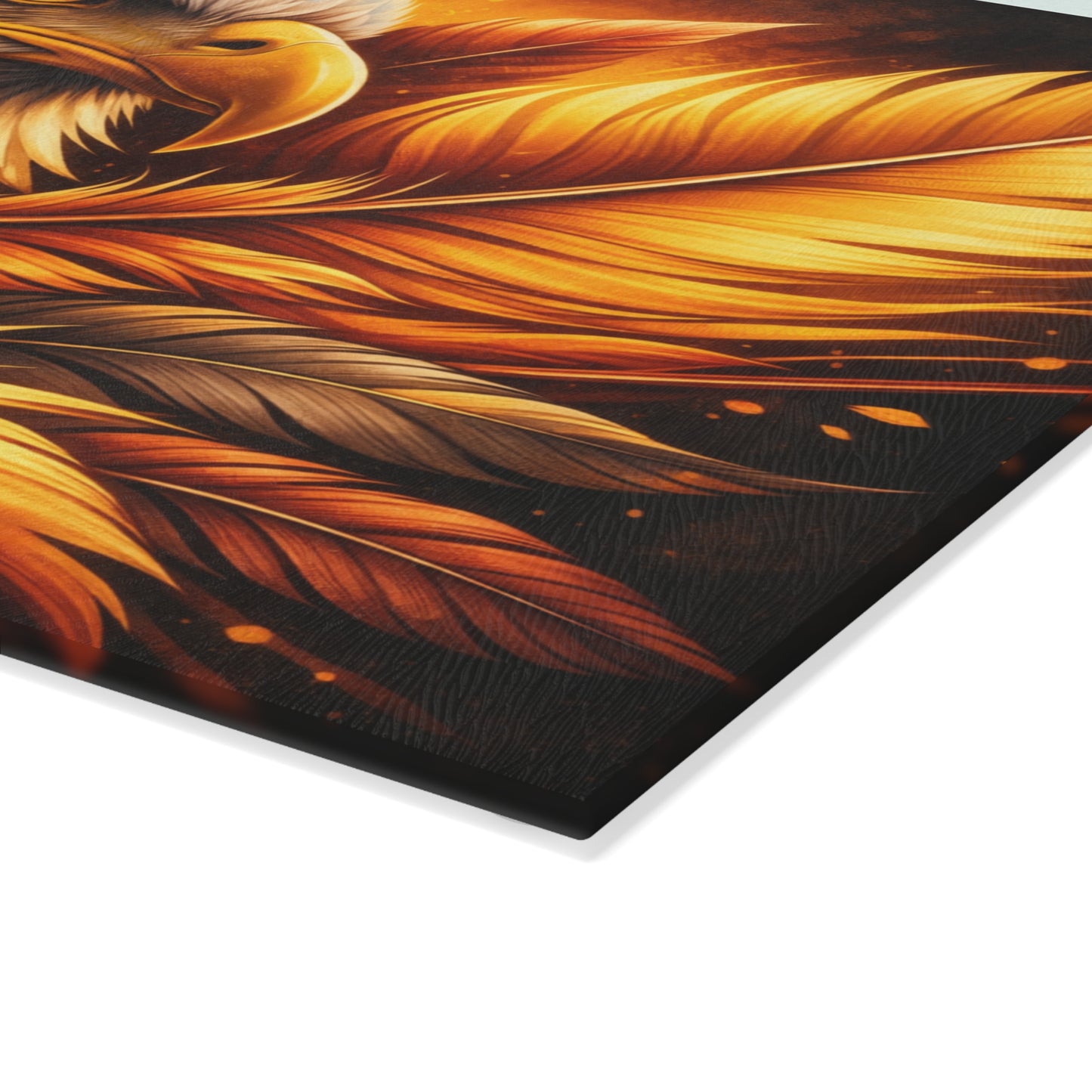 Majestic Eagle & Golden Feathers Glass Cutting Board – Bold Wildlife Kitchen Art